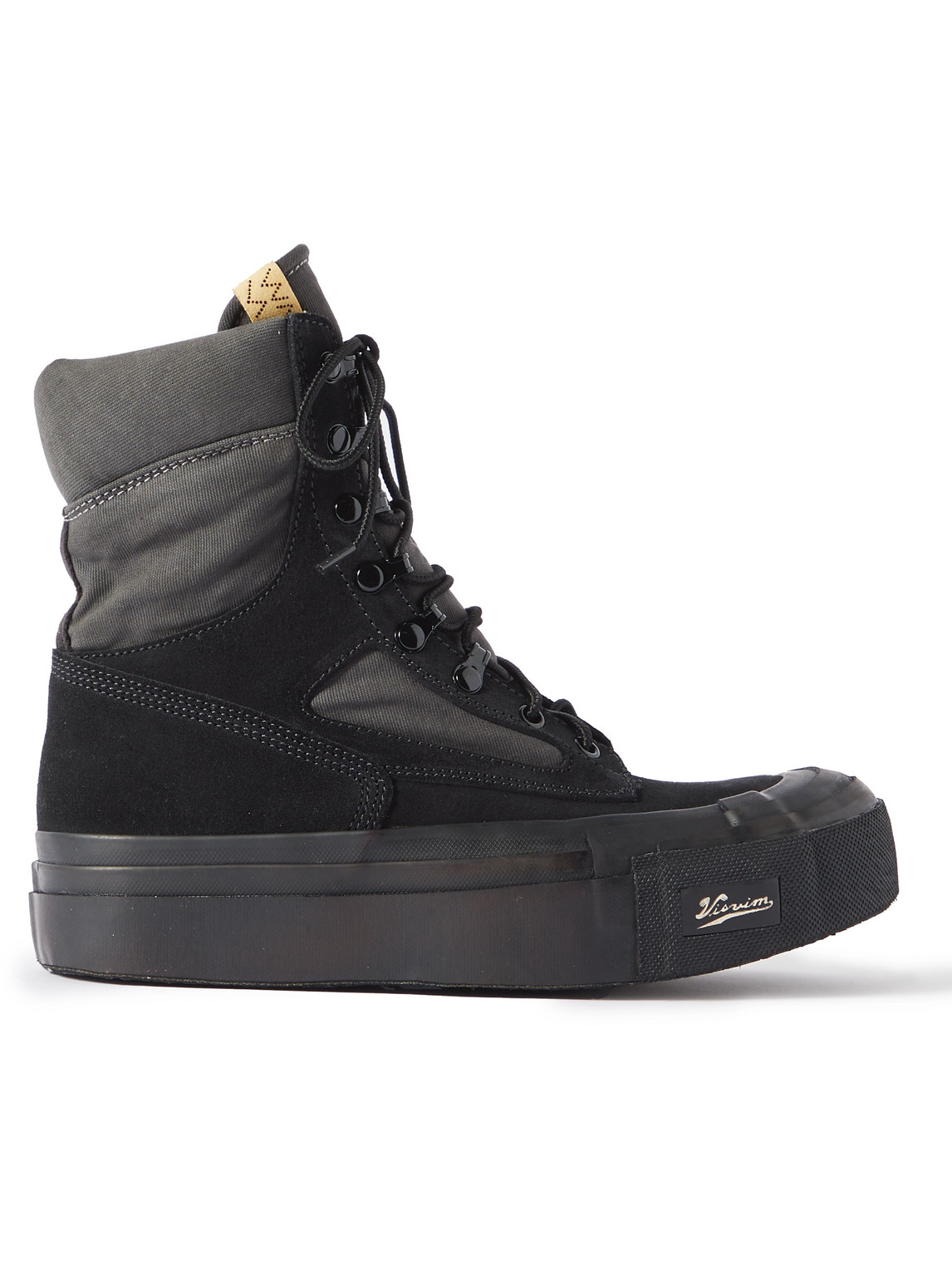 Visvim Tesota '91 Folk Suede And Cotton-canvas Boots In Black