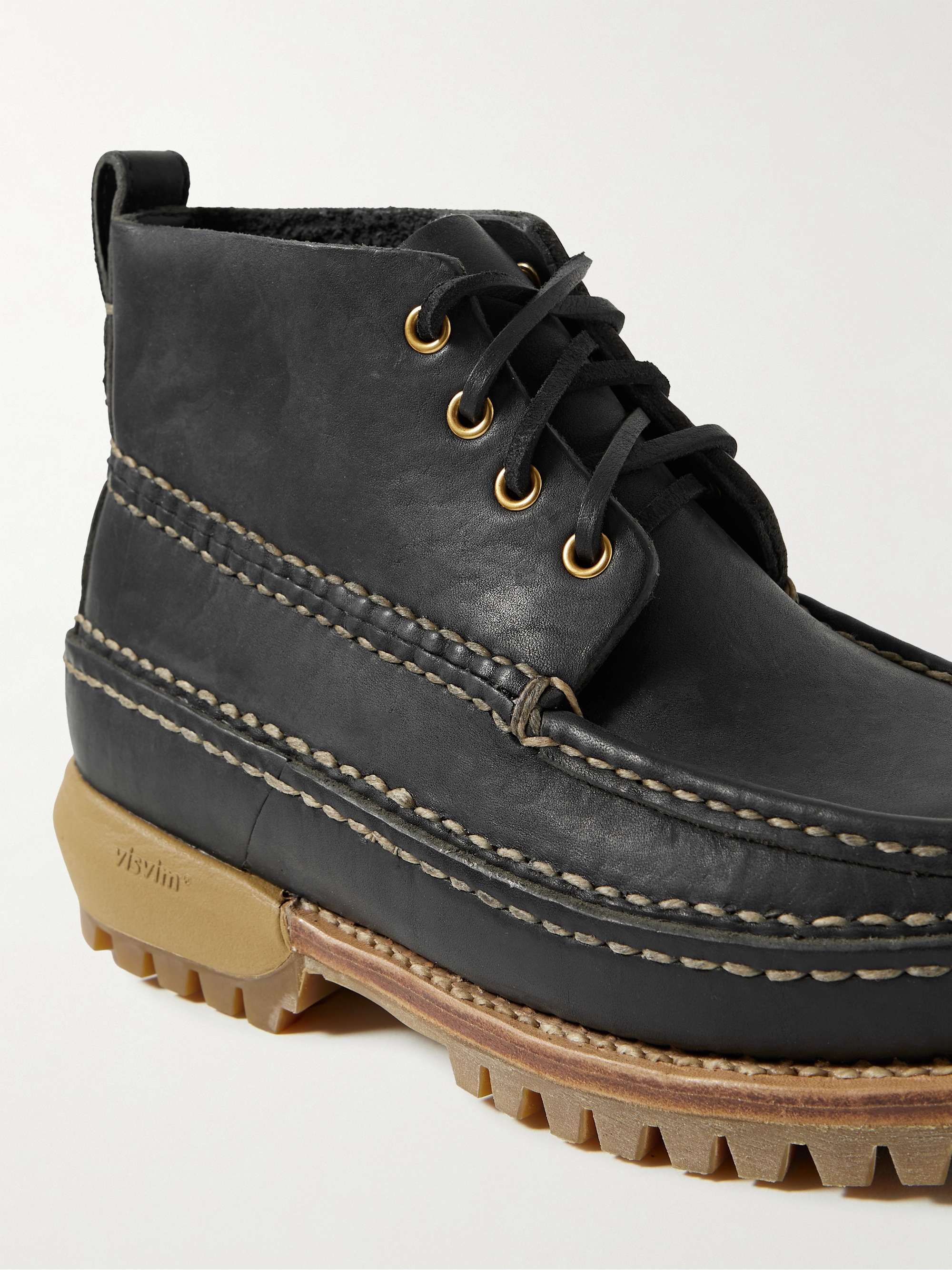 VISVIM Kanawa Mid-Folk Waxed-Leather Boots