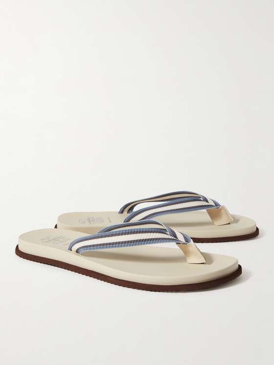 BRUNELLO CUCINELLI Grosgrain and Leather Flip Flops | MR PORTER