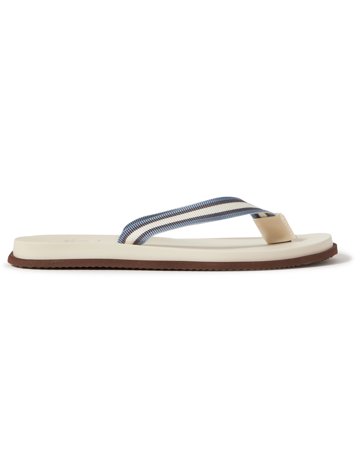 Brunello Cucinelli Grosgrain And Leather Flip Flops In Neutrals