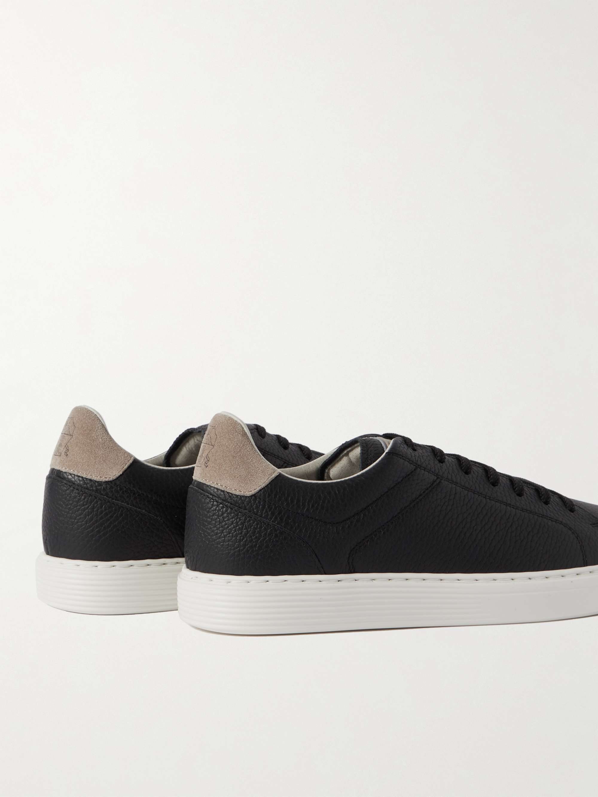 BRUNELLO CUCINELLI Suede-Trimmed Full-Grain Leather Sneakers