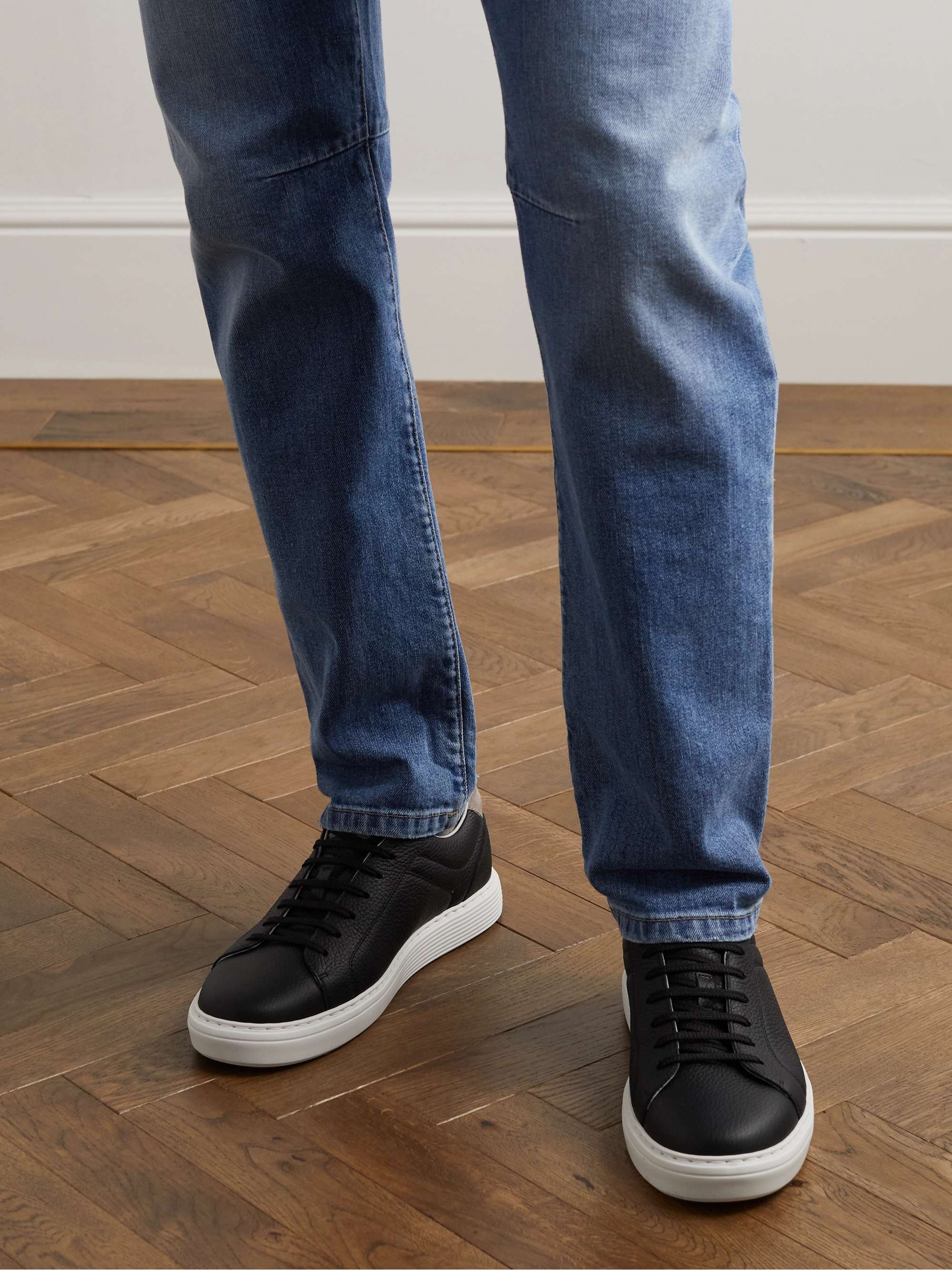 BRUNELLO CUCINELLI Suede-Trimmed Full-Grain Leather Sneakers