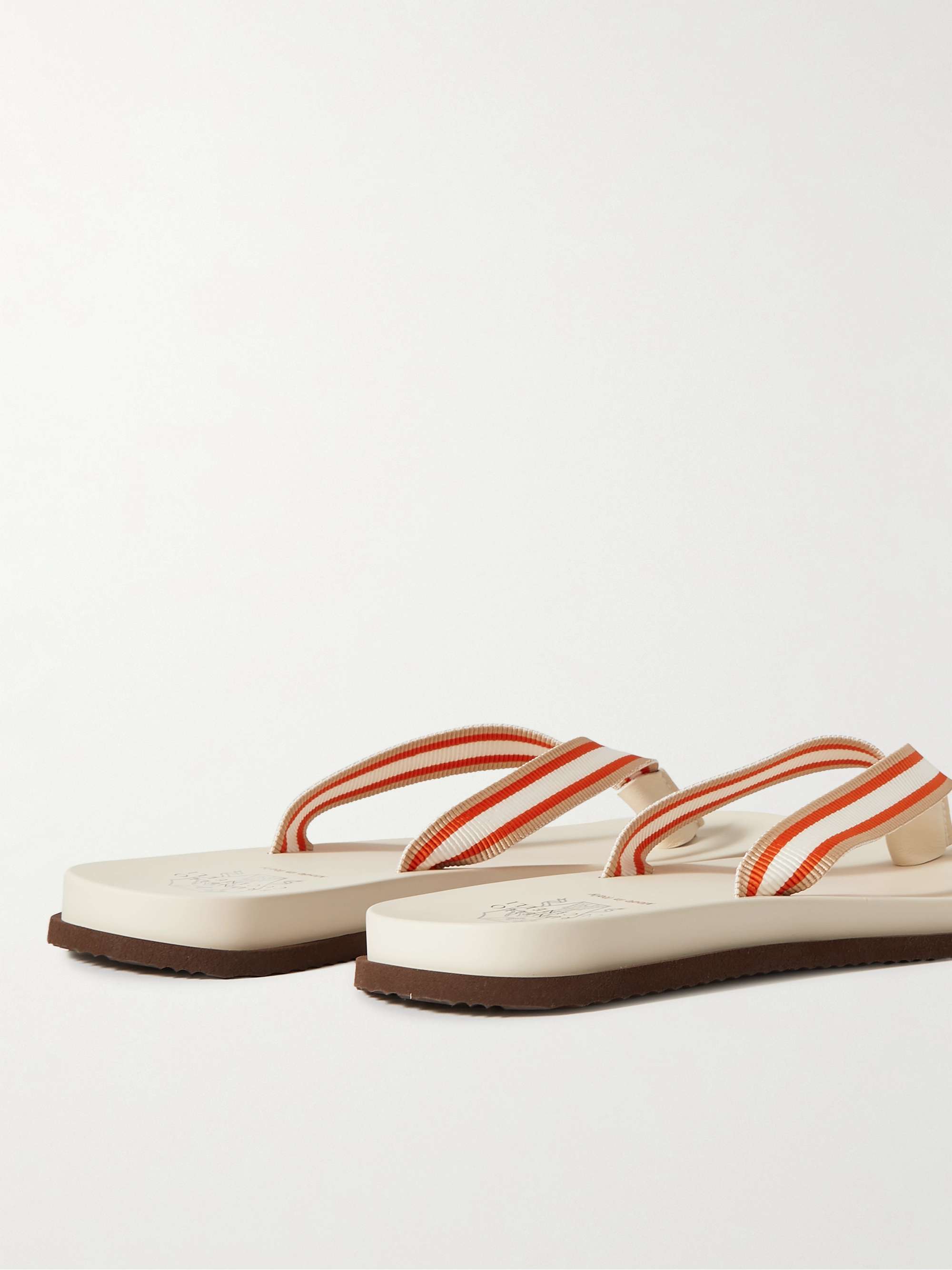 BRUNELLO CUCINELLI Grosgrain and Leather Flip Flops