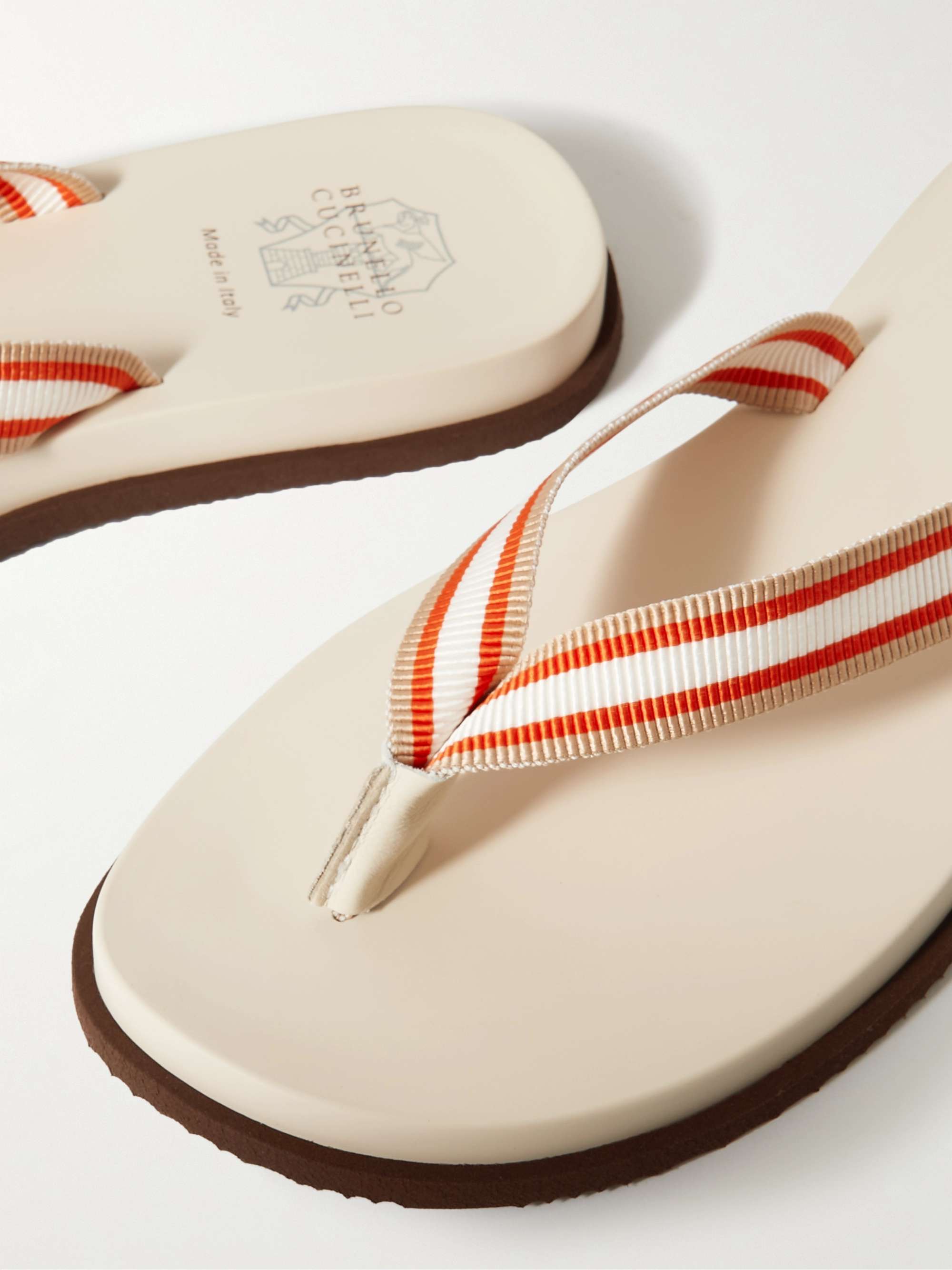 BRUNELLO CUCINELLI Grosgrain and Leather Flip Flops