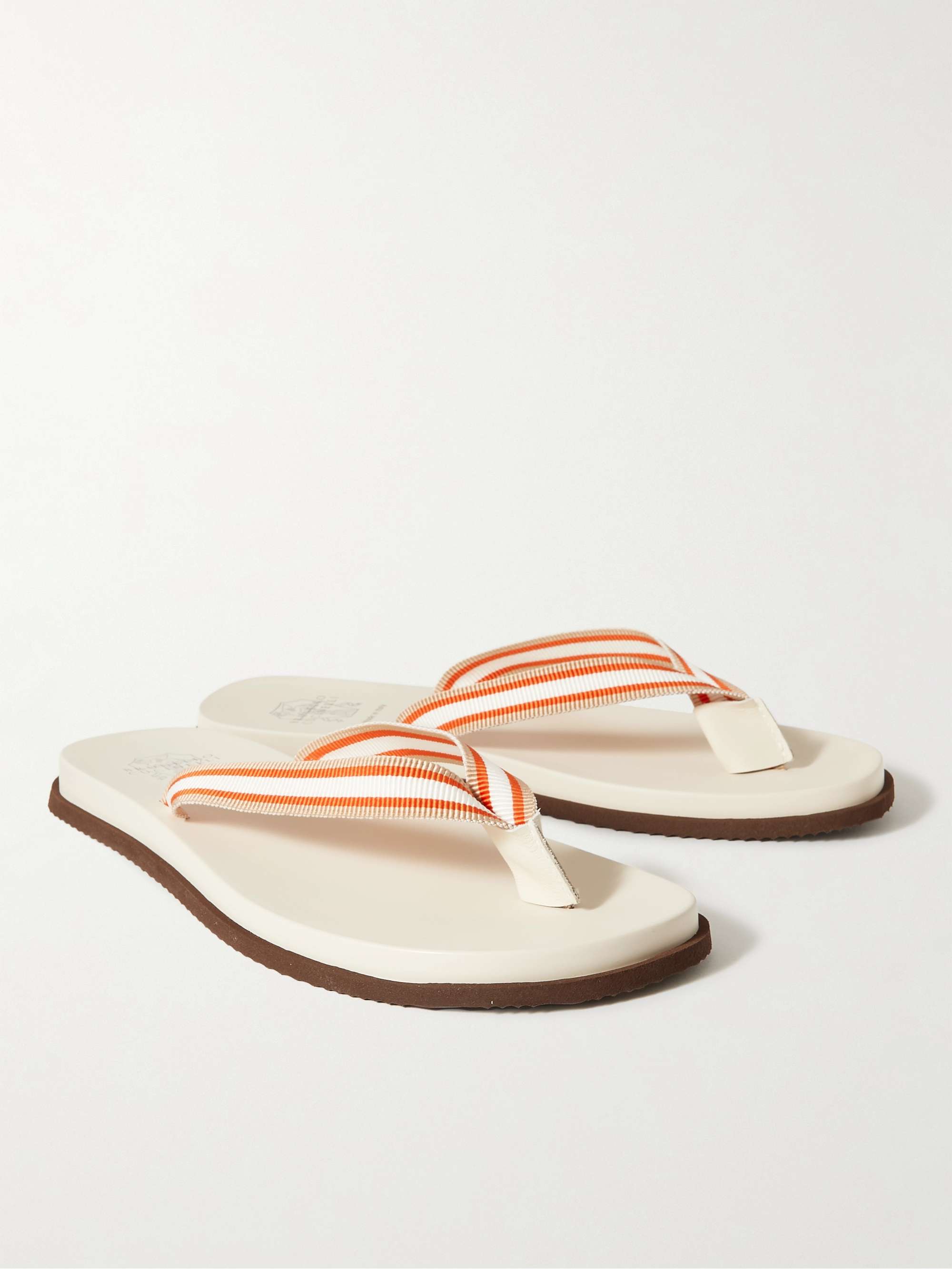 BRUNELLO CUCINELLI Grosgrain and Leather Flip Flops
