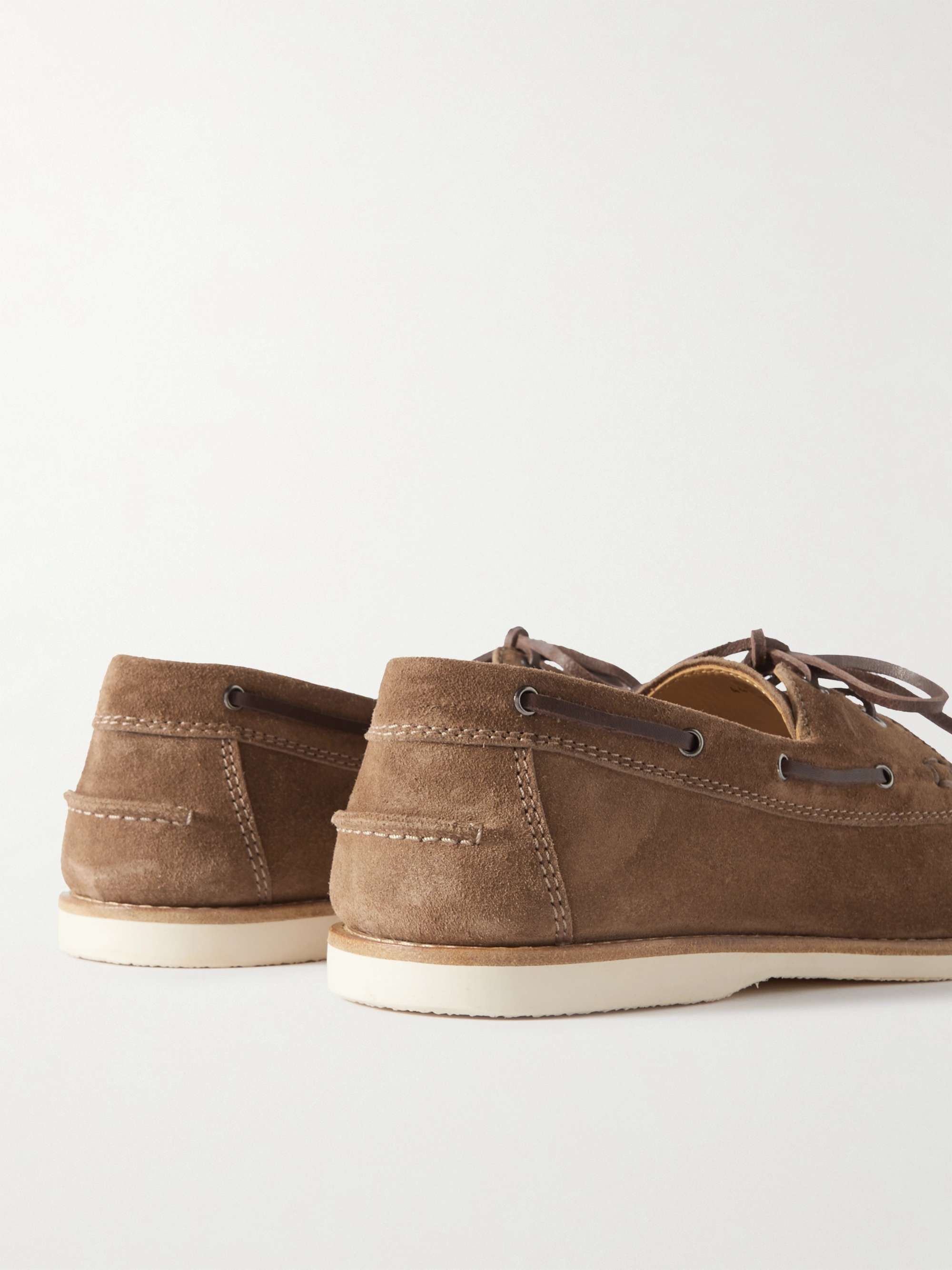 BRUNELLO CUCINELLI Leather-Trimmed Suede Boat Shoes