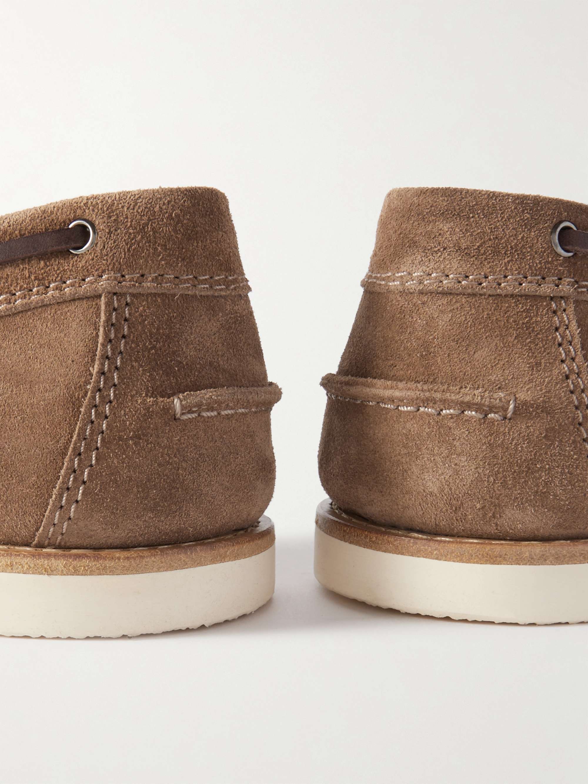 BRUNELLO CUCINELLI Leather-Trimmed Suede Boat Shoes