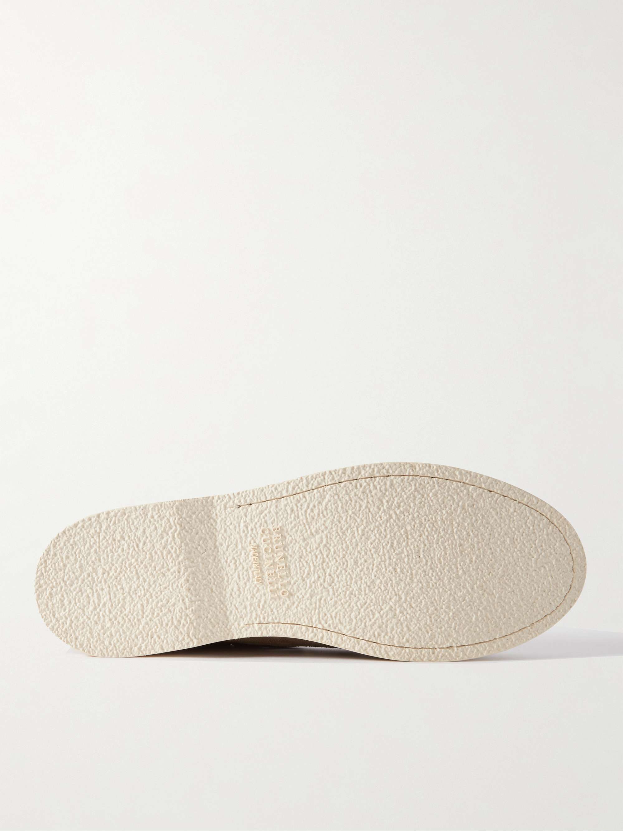 BRUNELLO CUCINELLI Leather-Trimmed Suede Boat Shoes