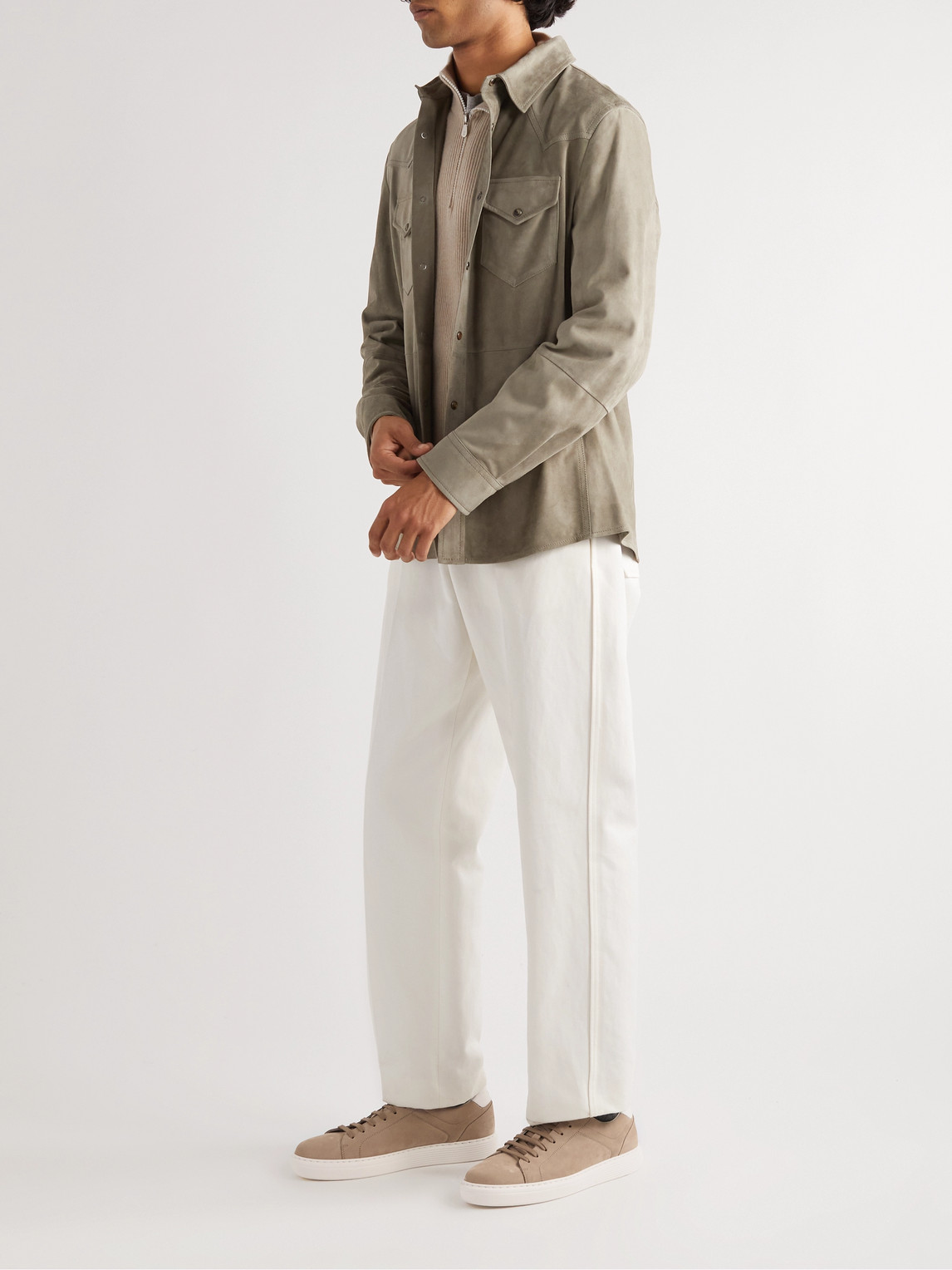 Brunello Cucinelli Nubuck Sneakers In Brown
