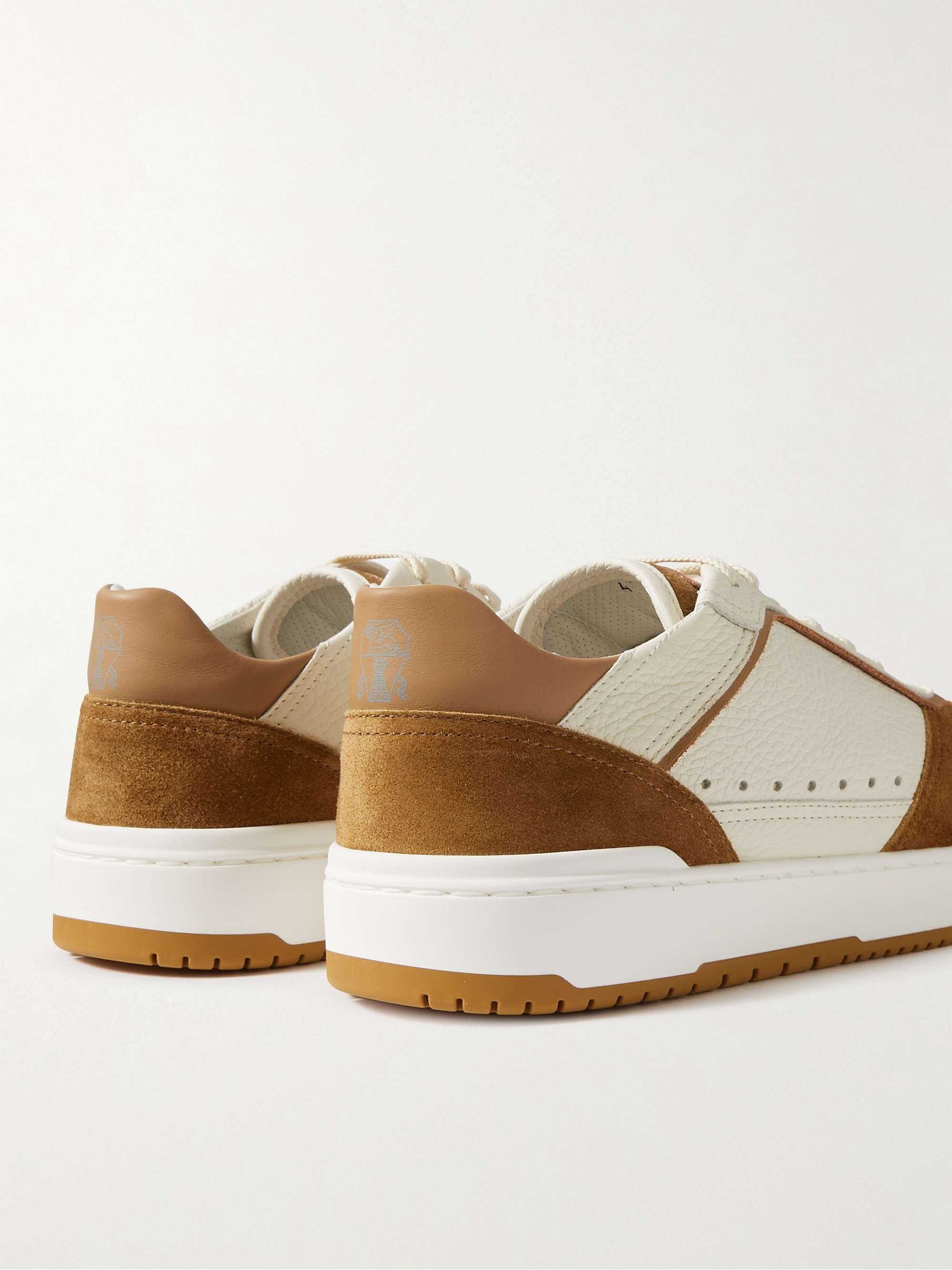 BRUNELLO CUCINELLI Suede-Trimmed Full-Grain Leather Sneakers