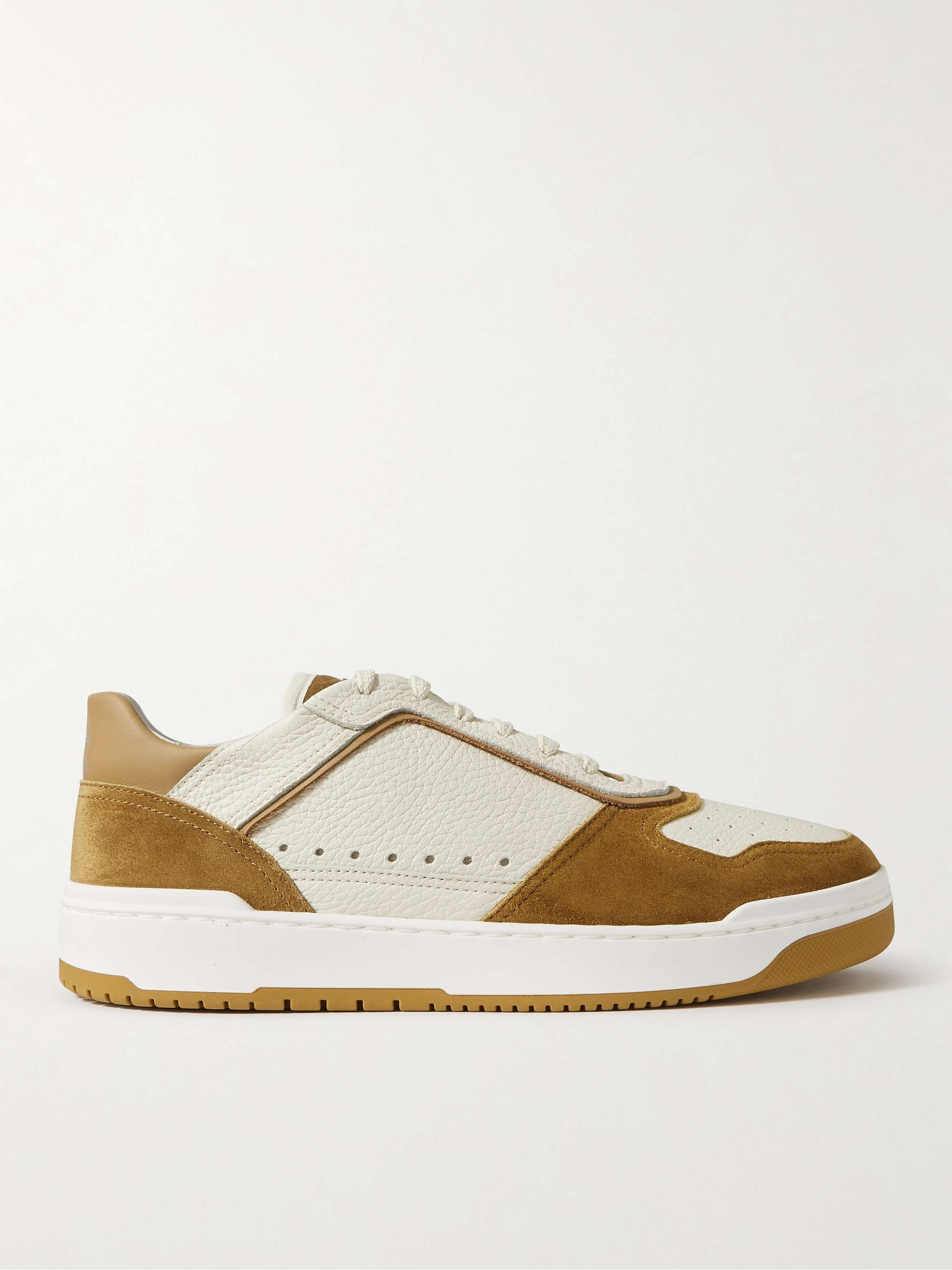 BRUNELLO CUCINELLI Suede-Trimmed Full-Grain Leather Sneakers for