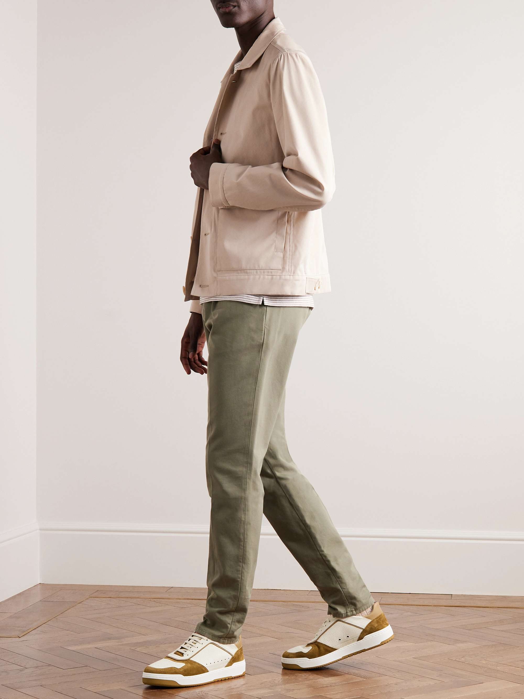 BRUNELLO CUCINELLI Suede-Trimmed Full-Grain Leather Sneakers