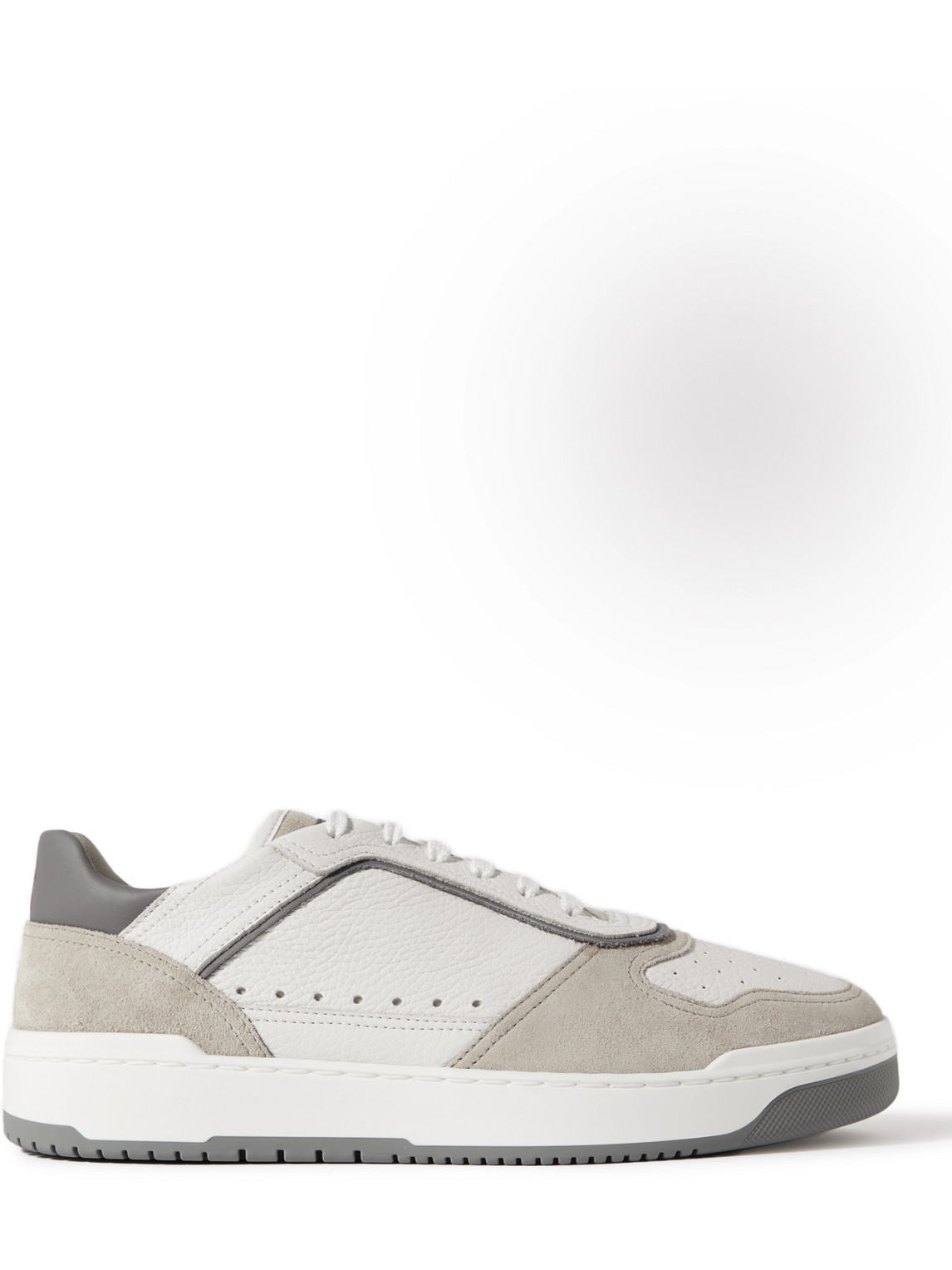 Brunello Cucinelli Suede-trimmed Full-grain Leather Sneakers In White