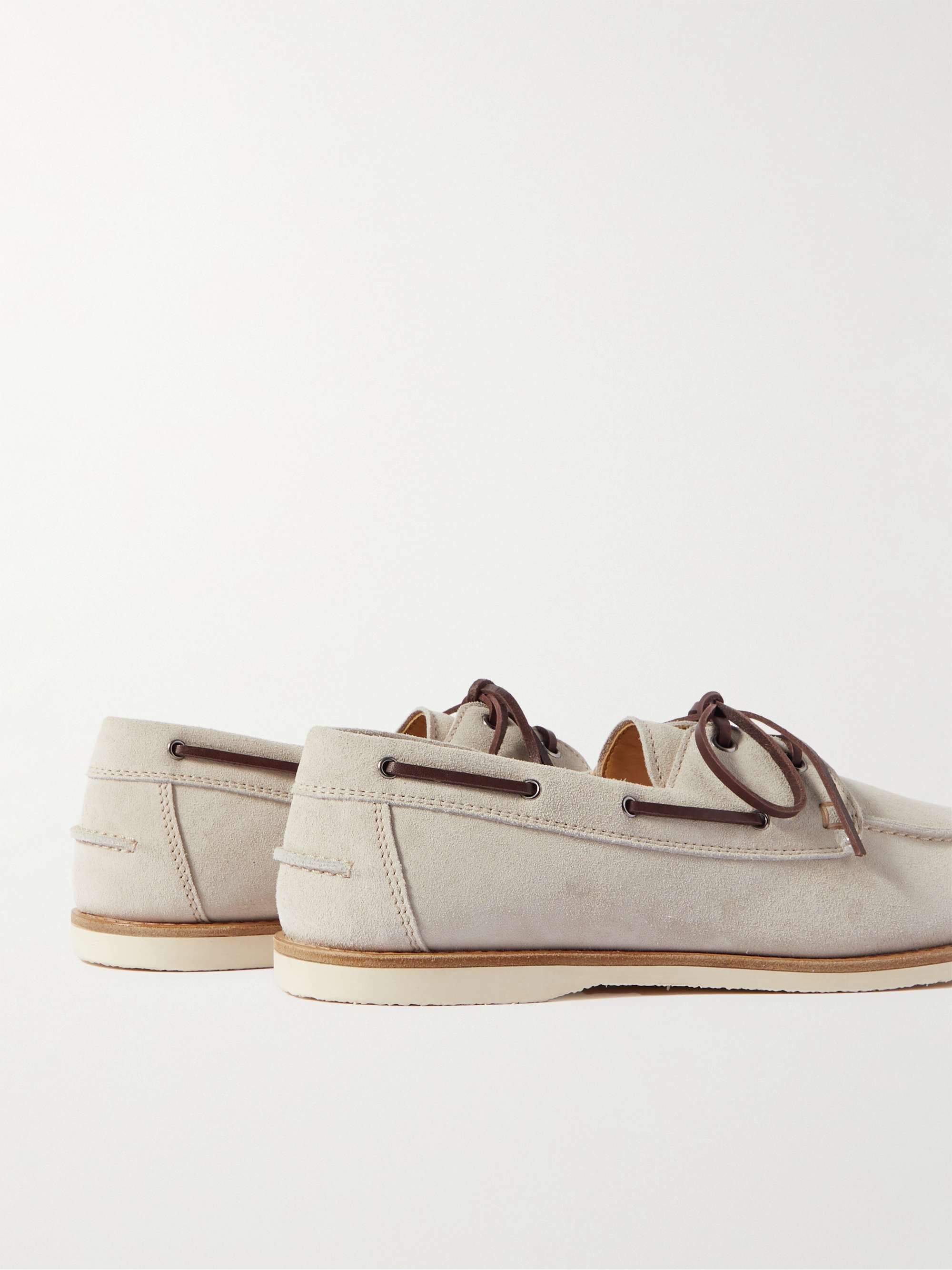 BRUNELLO CUCINELLI Leather-Trimmed Suede Boat Shoes