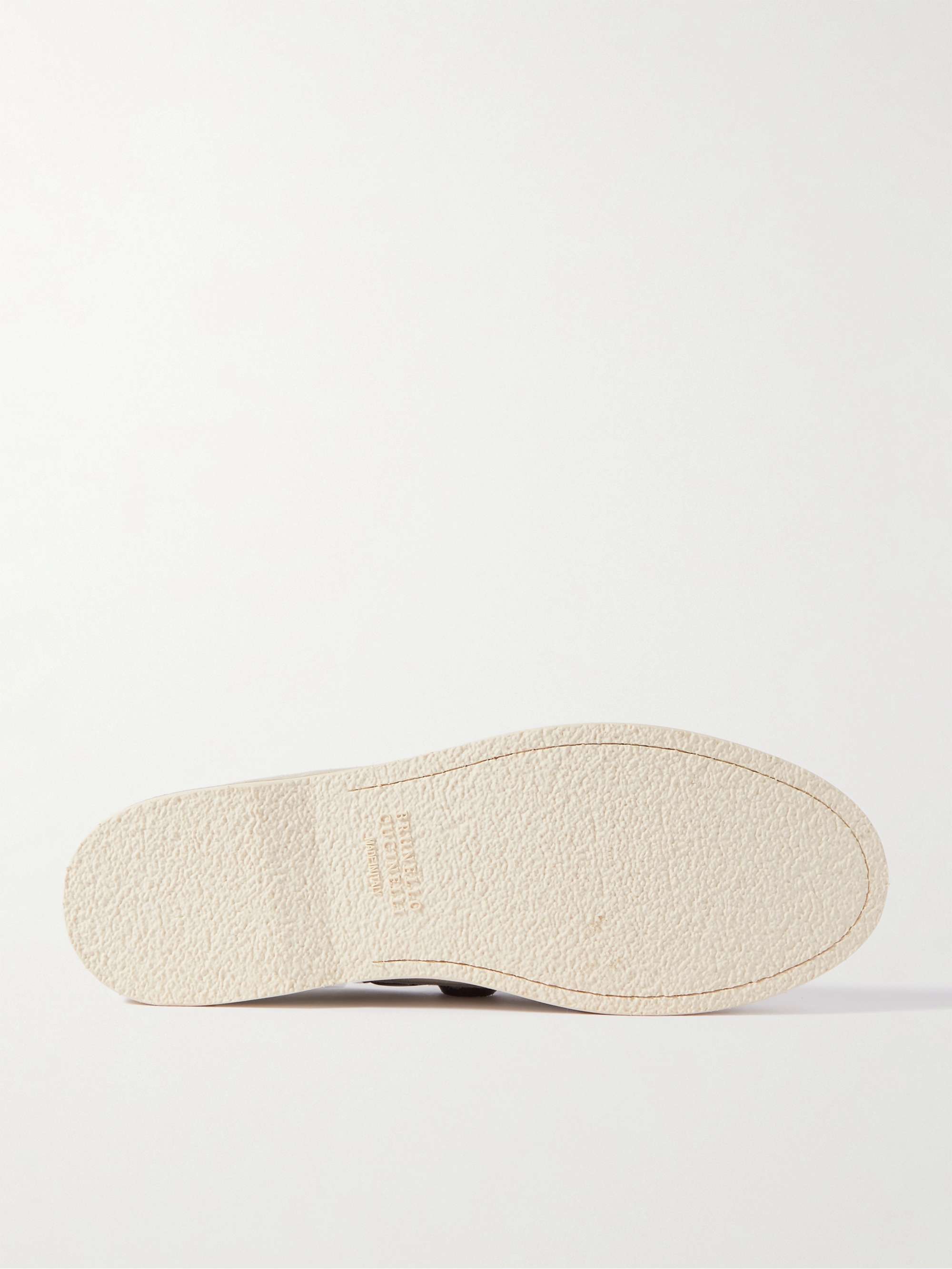 BRUNELLO CUCINELLI Leather-Trimmed Suede Boat Shoes