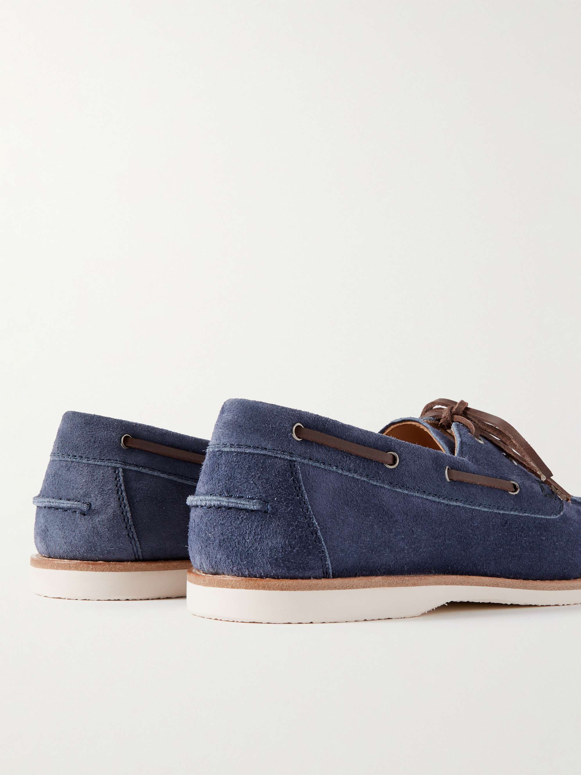 BRUNELLO CUCINELLI Leather-Trimmed Suede Boat Shoes