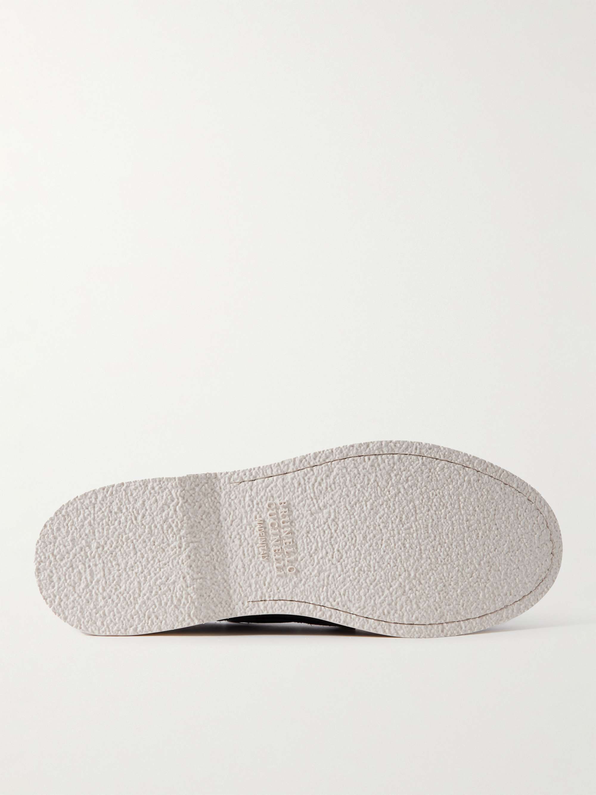 BRUNELLO CUCINELLI Leather-Trimmed Suede Boat Shoes