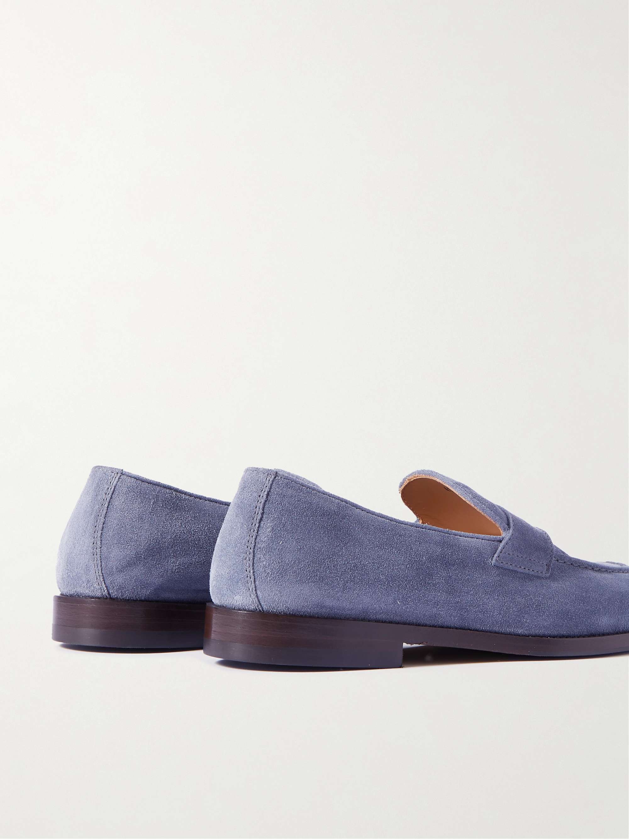 BRUNELLO CUCINELLI Flex Leather-Trimmed Suede Penny Loafers