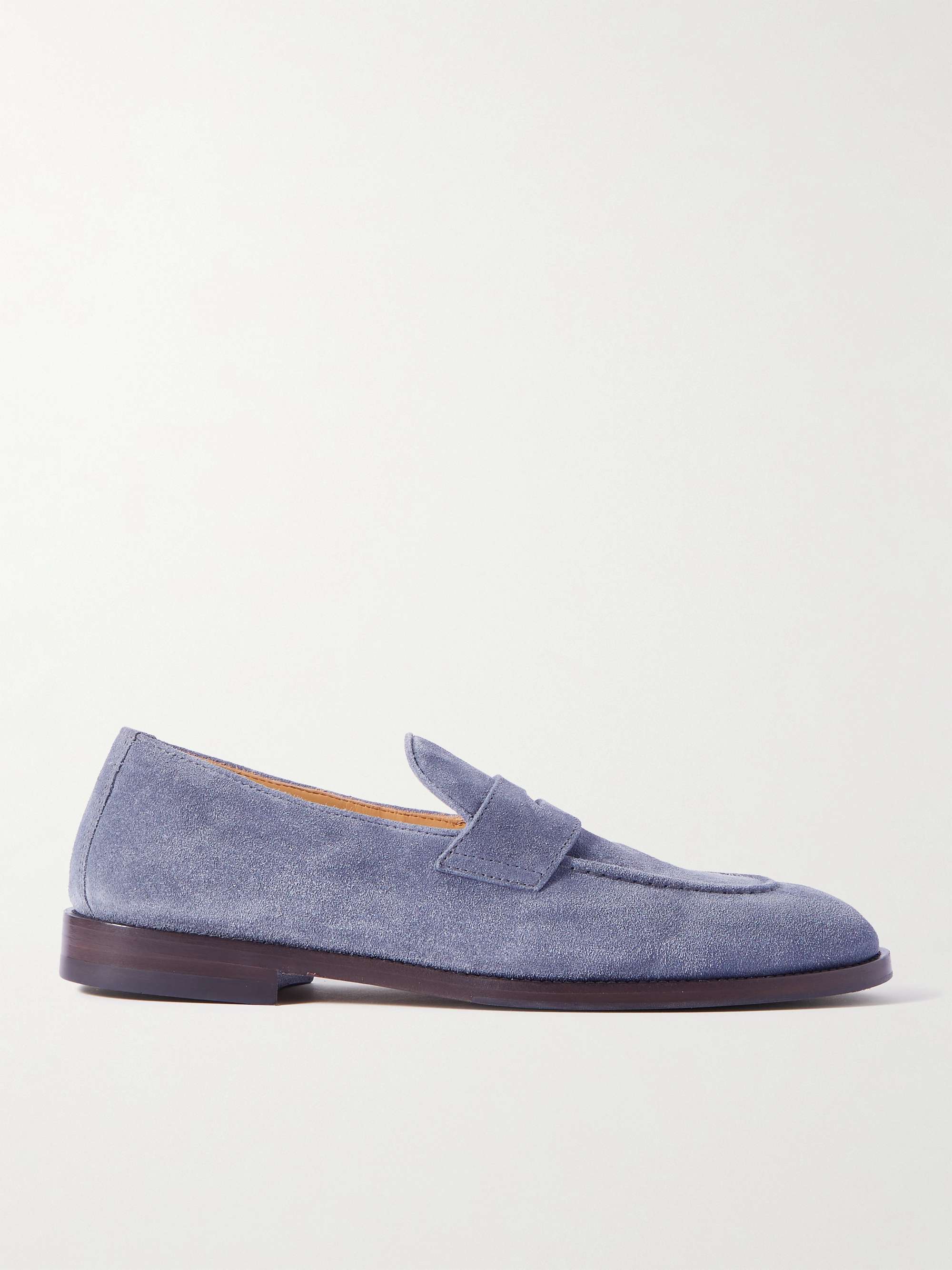 BRUNELLO CUCINELLI Flex Leather-Trimmed Suede Penny Loafers
