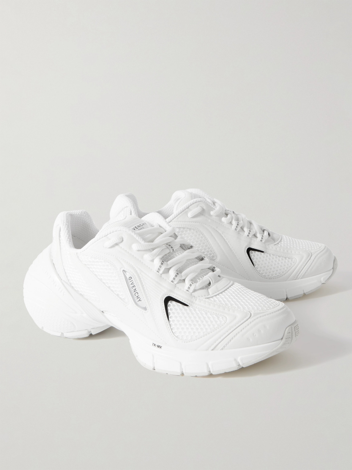 Shop Givenchy Tk-mx Mesh, Rubber And Faux Leather Sneakers In White