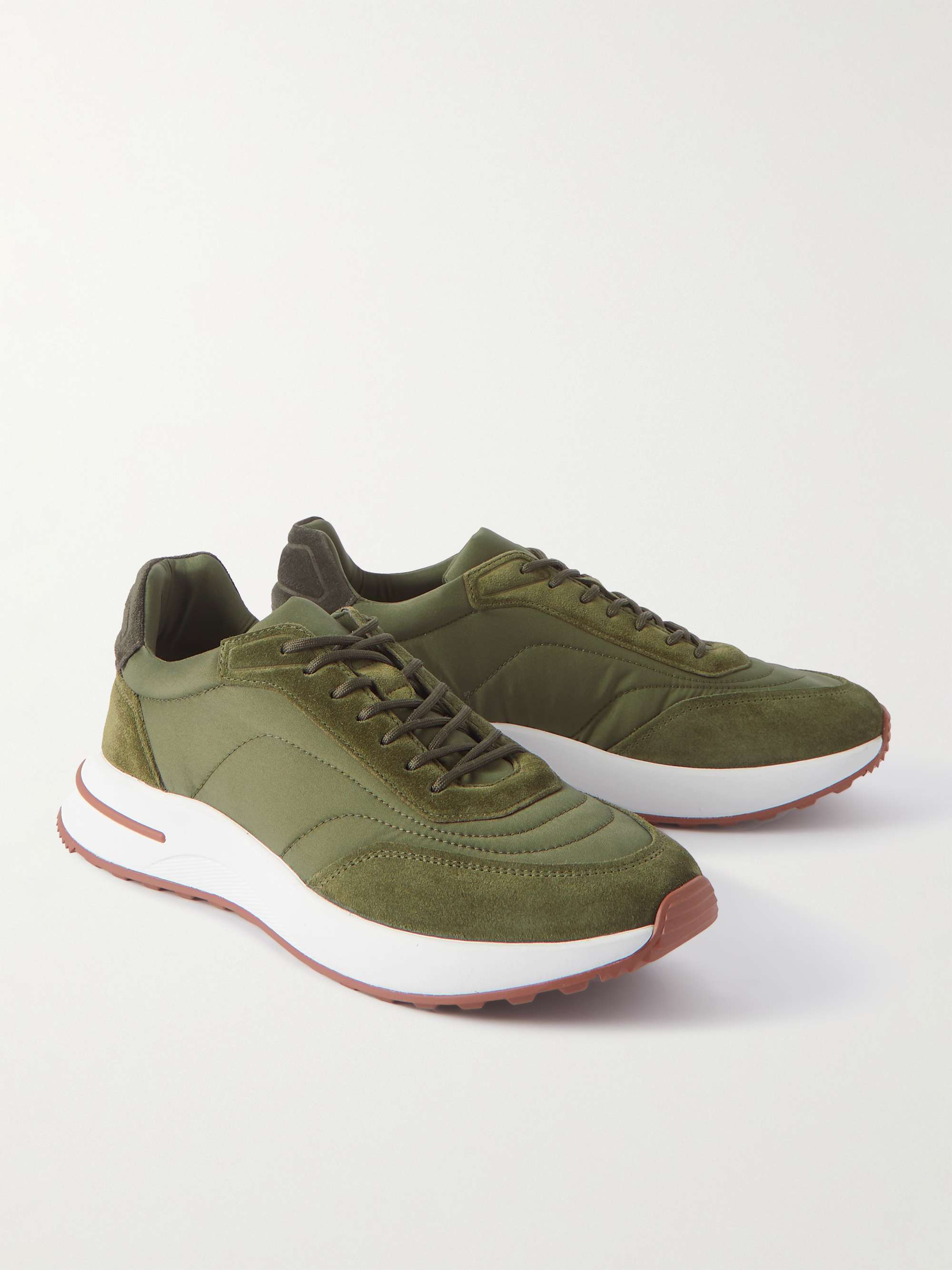 LORO PIANA Weekend Walk Suede-Trimmed Shell Sneakers
