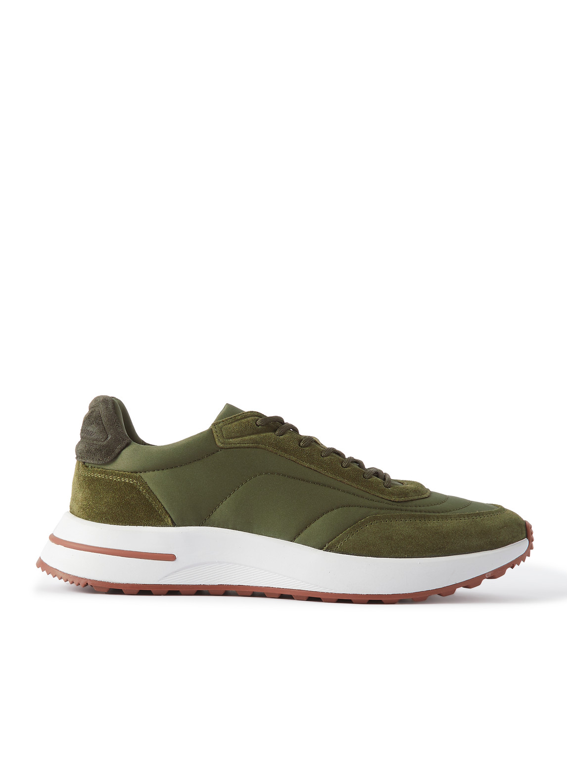 Loro Piana Weekend Walk Suede-trimmed Shell Sneakers In Green