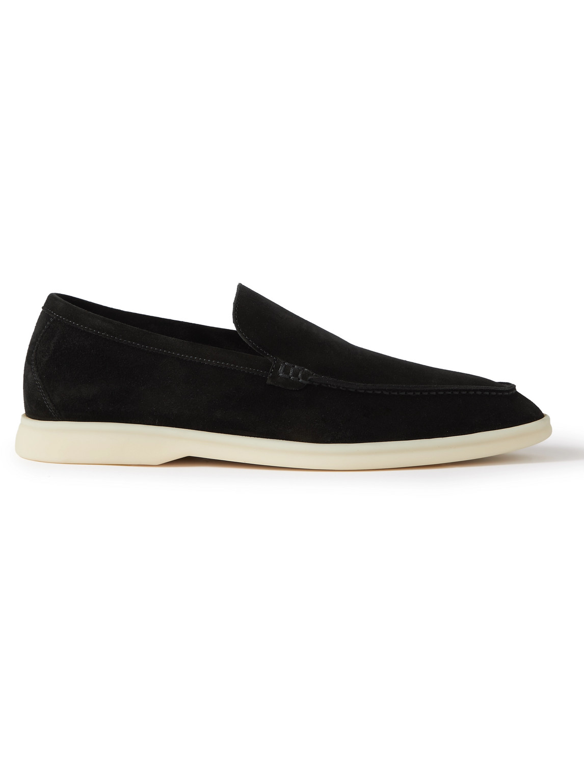 Loro Piana Summer Walk Suede Loafers In Black