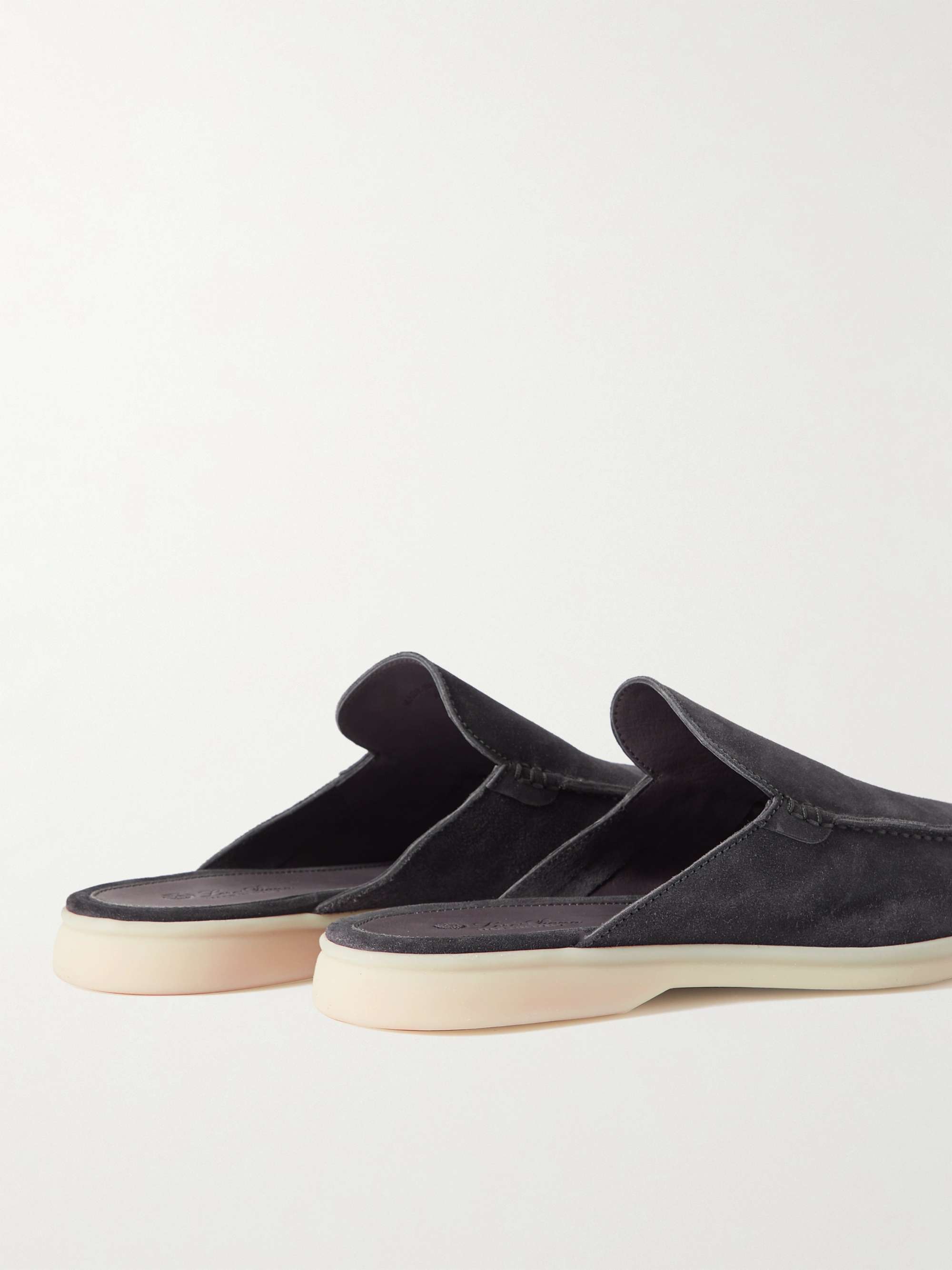 LORO PIANA Babouche Walk Suede Backless Loafer