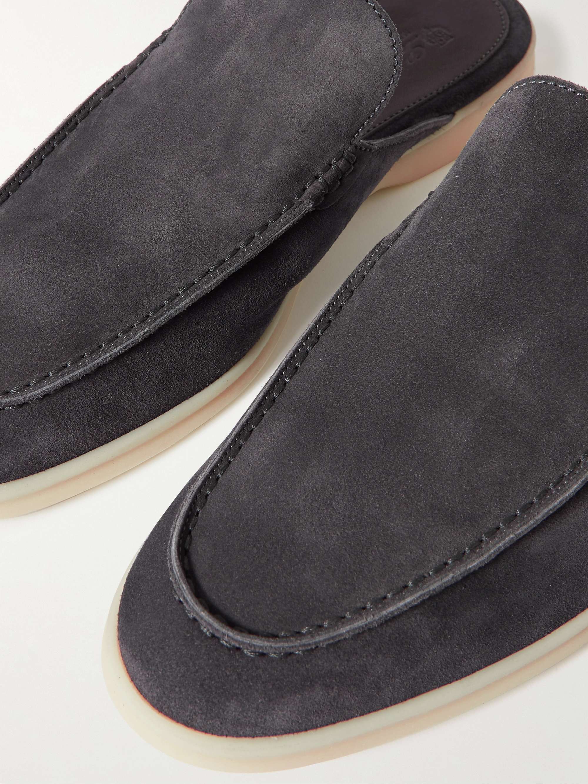 LORO PIANA Babouche Walk Suede Backless Loafer