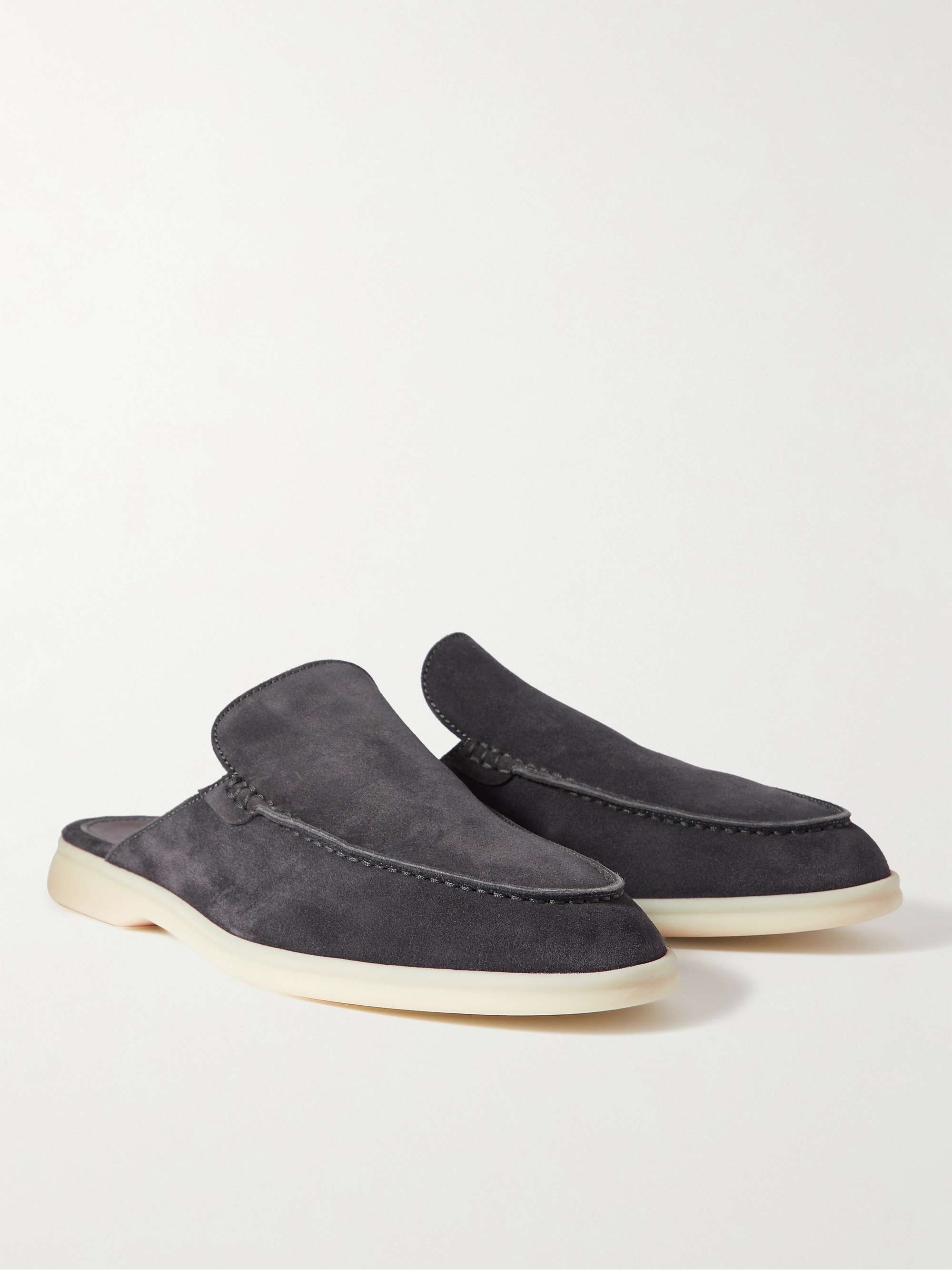 LORO PIANA Babouche Walk Suede Backless Loafer