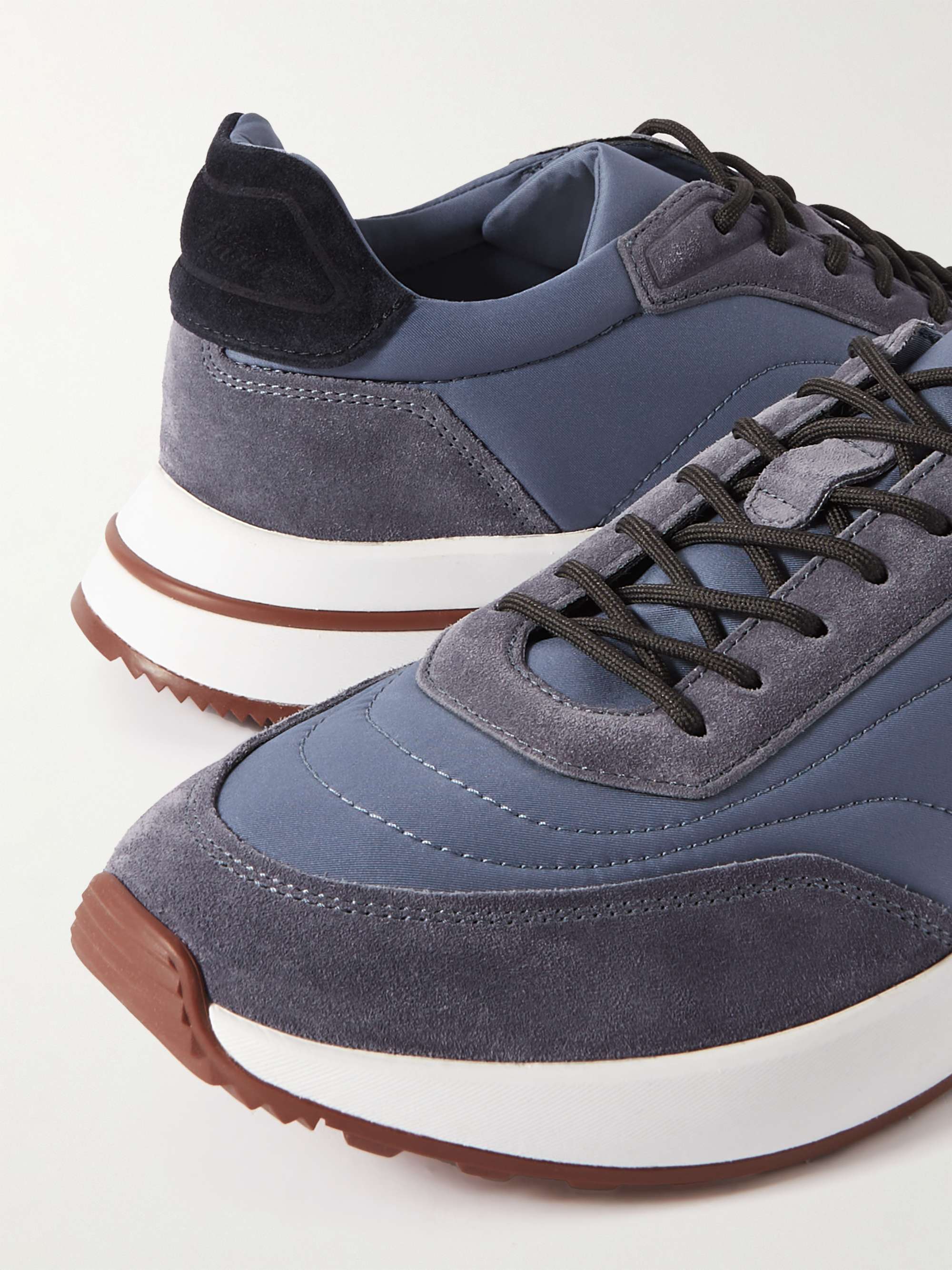 LORO PIANA Weekend Walk Suede-Trimmed Shell Sneakers