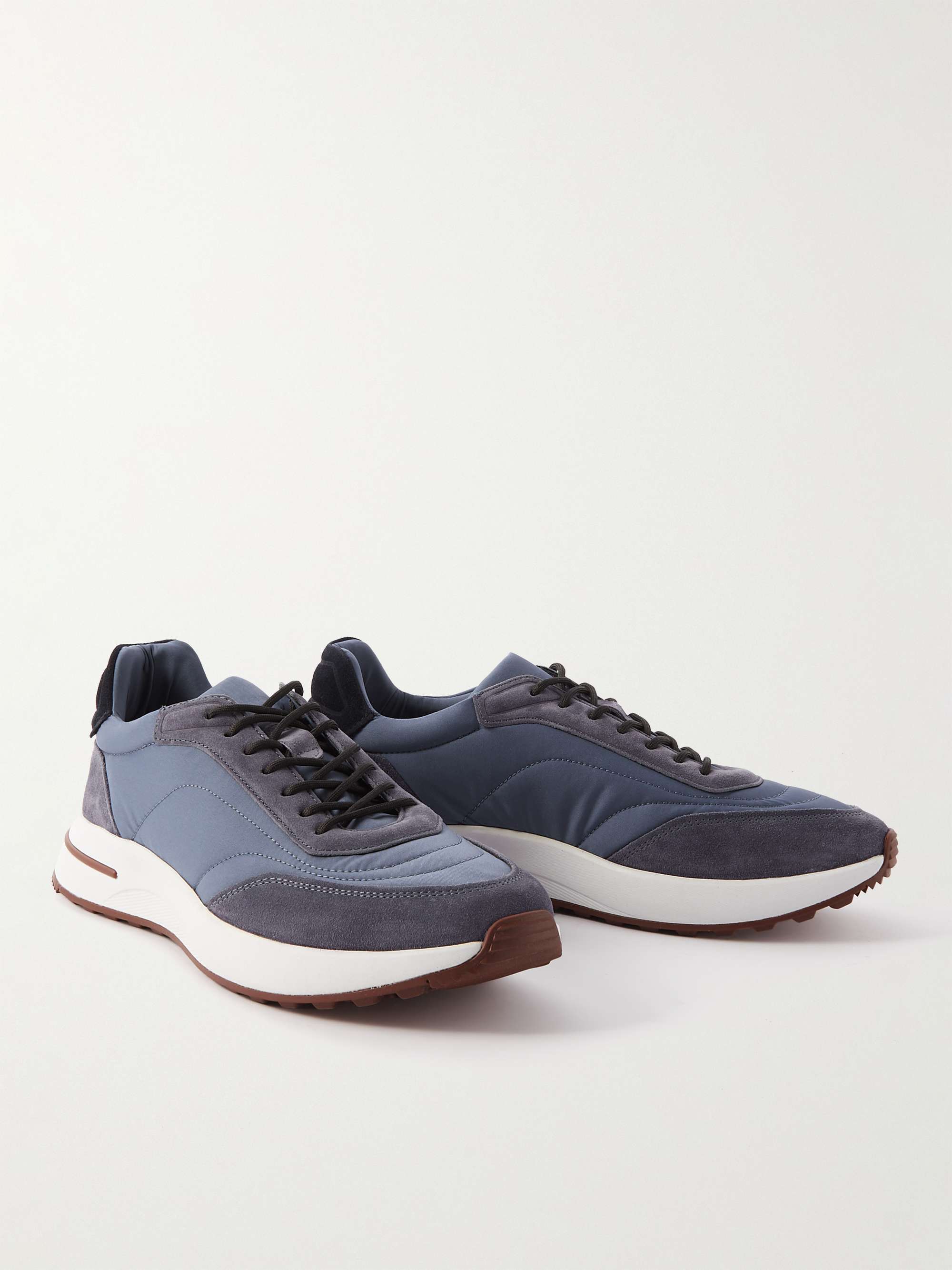 LORO PIANA Weekend Walk Suede-Trimmed Shell Sneakers