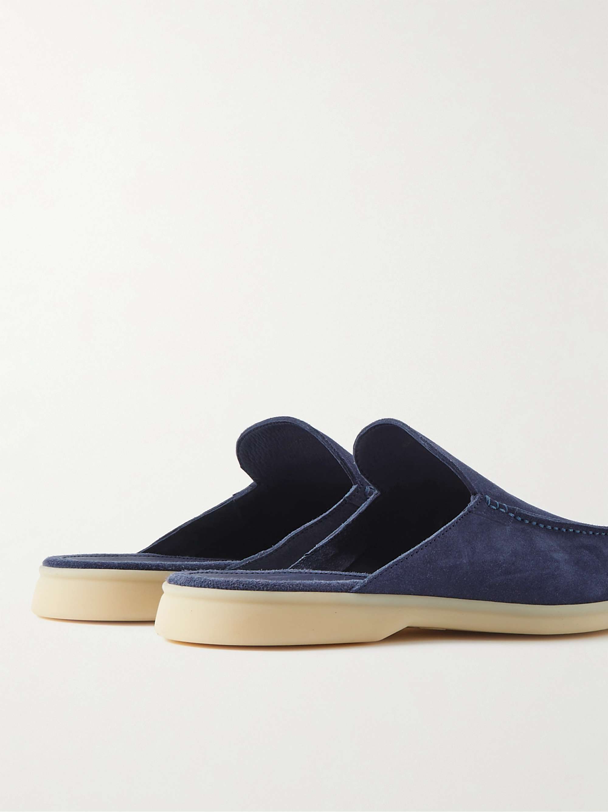 LORO PIANA Babouche Walk Suede Backless Loafer