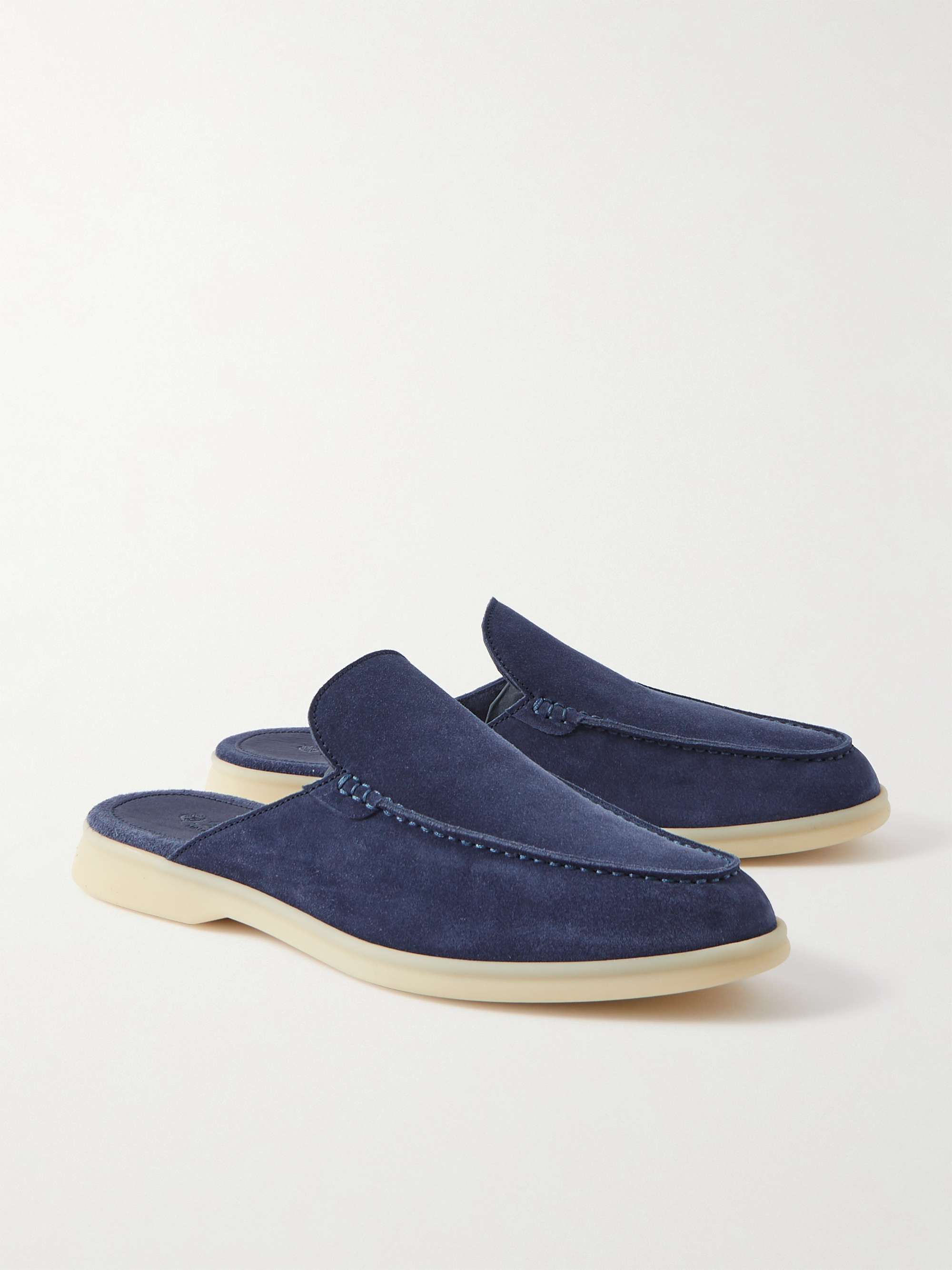 LORO PIANA Babouche Walk Suede Backless Loafer