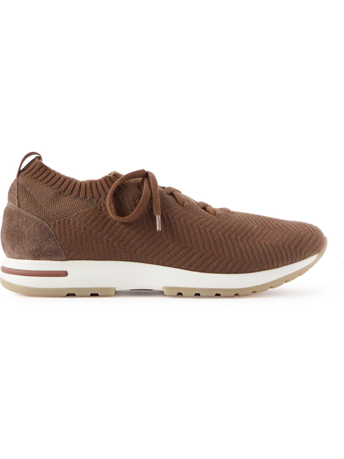 Loro Piana 360 Flexy Walk Stretch-knit Slip-on Sneakers In Brown