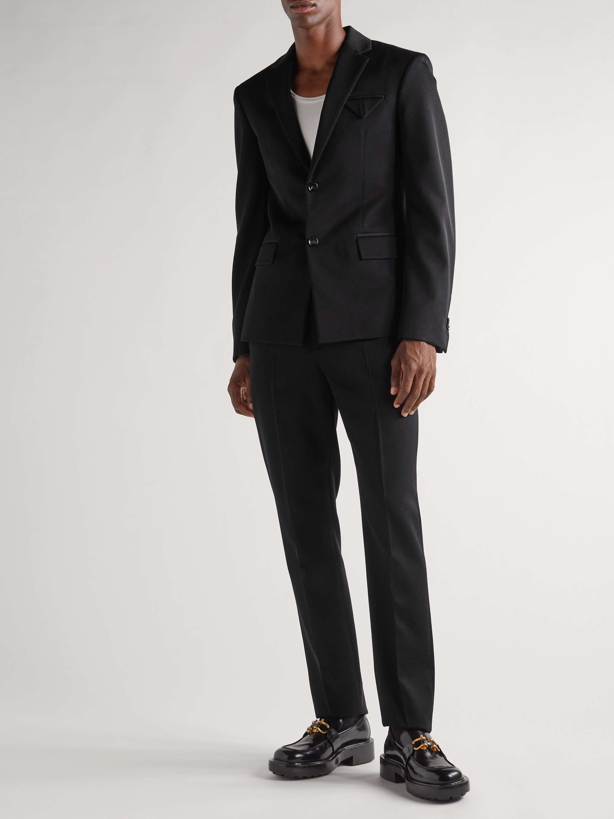 Light Steel Grey Wool Gabardine Double Breasted Suit | P Johnson