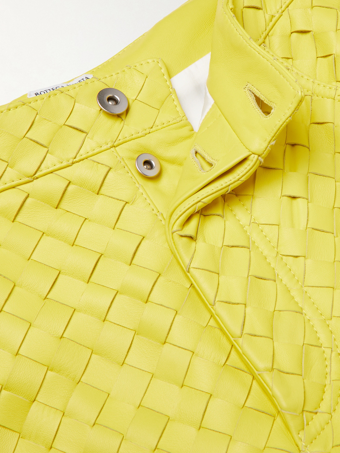 Shop Bottega Veneta Intrecciato Leather Trousers In Yellow