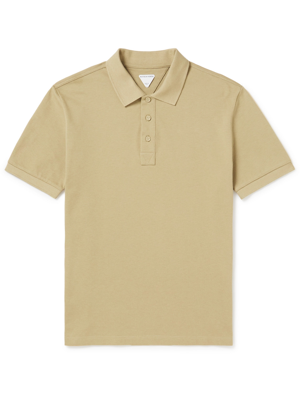 Bottega Veneta Slim-fit Cotton-piqué Polo Shirt In Neutrals