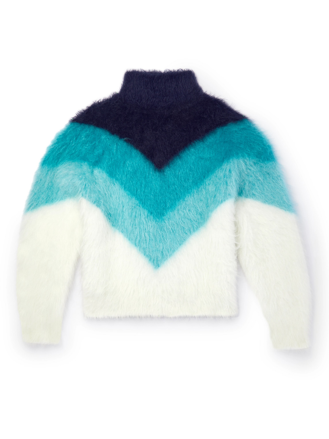 Bottega Veneta Chevron Knitted Rollneck Sweater In Blue