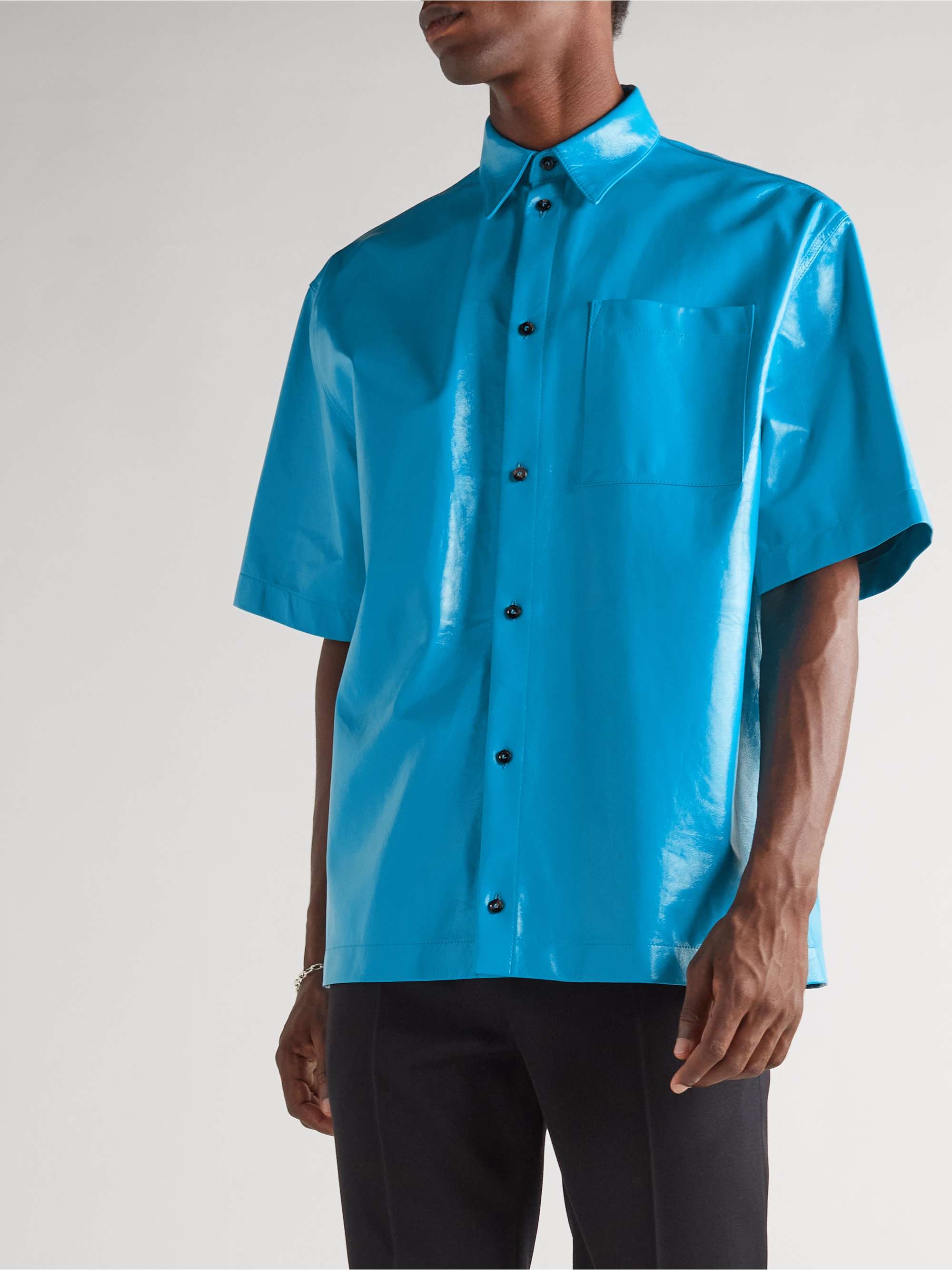 BOTTEGA VENETA Textured-Leather Shirt