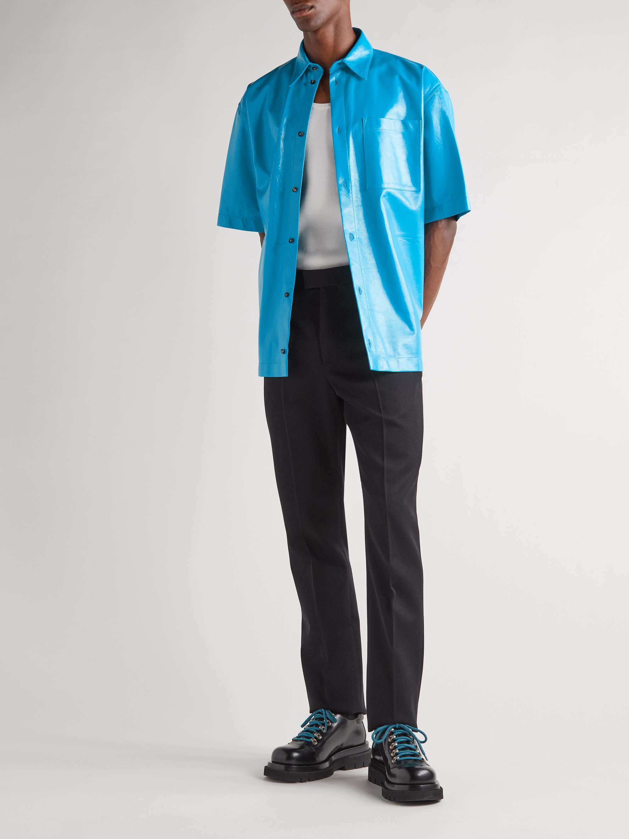 BOTTEGA VENETA Textured-Leather Shirt
