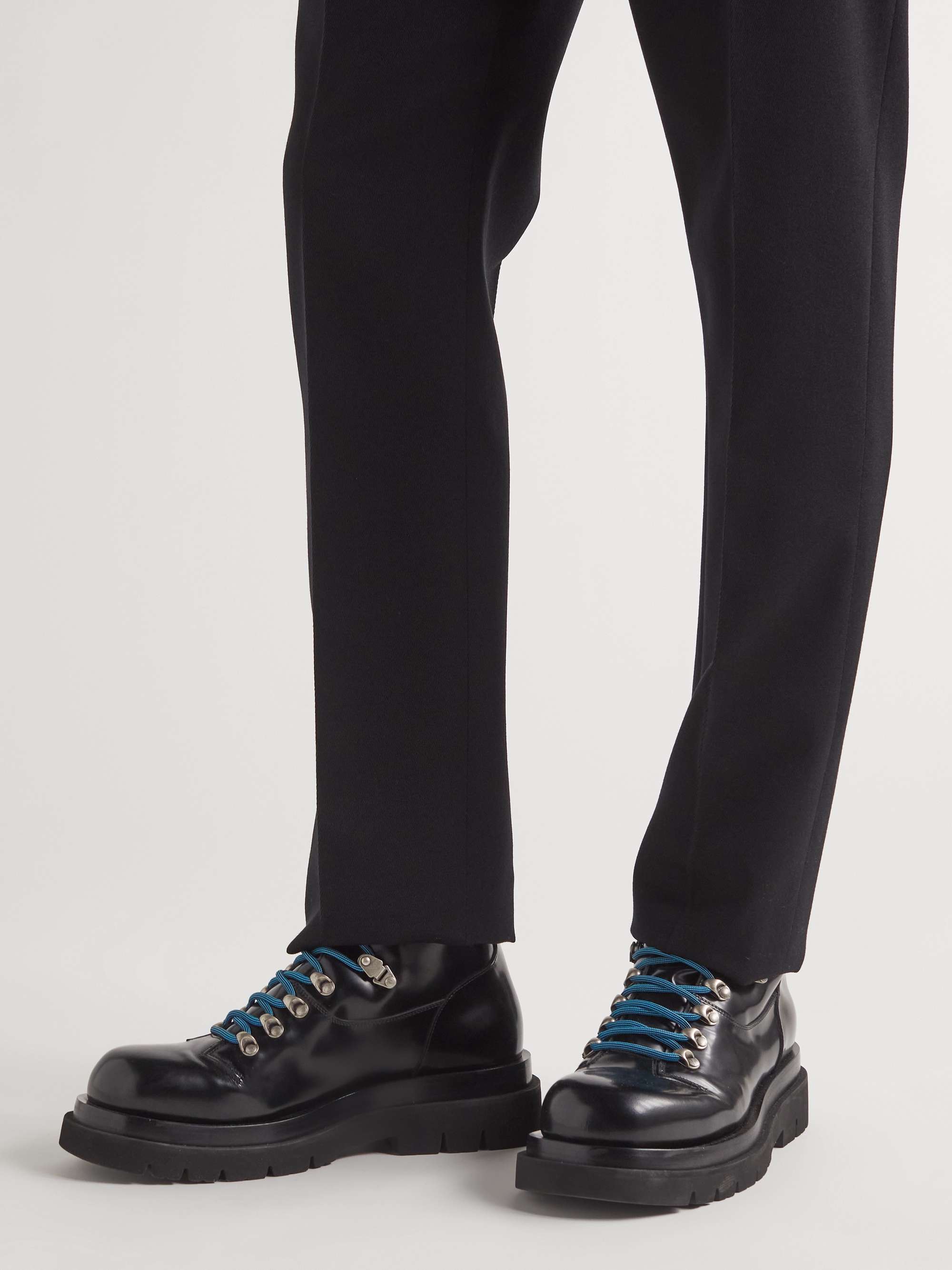 BOTTEGA VENETA Glossed-Leather Lace-Up Boots
