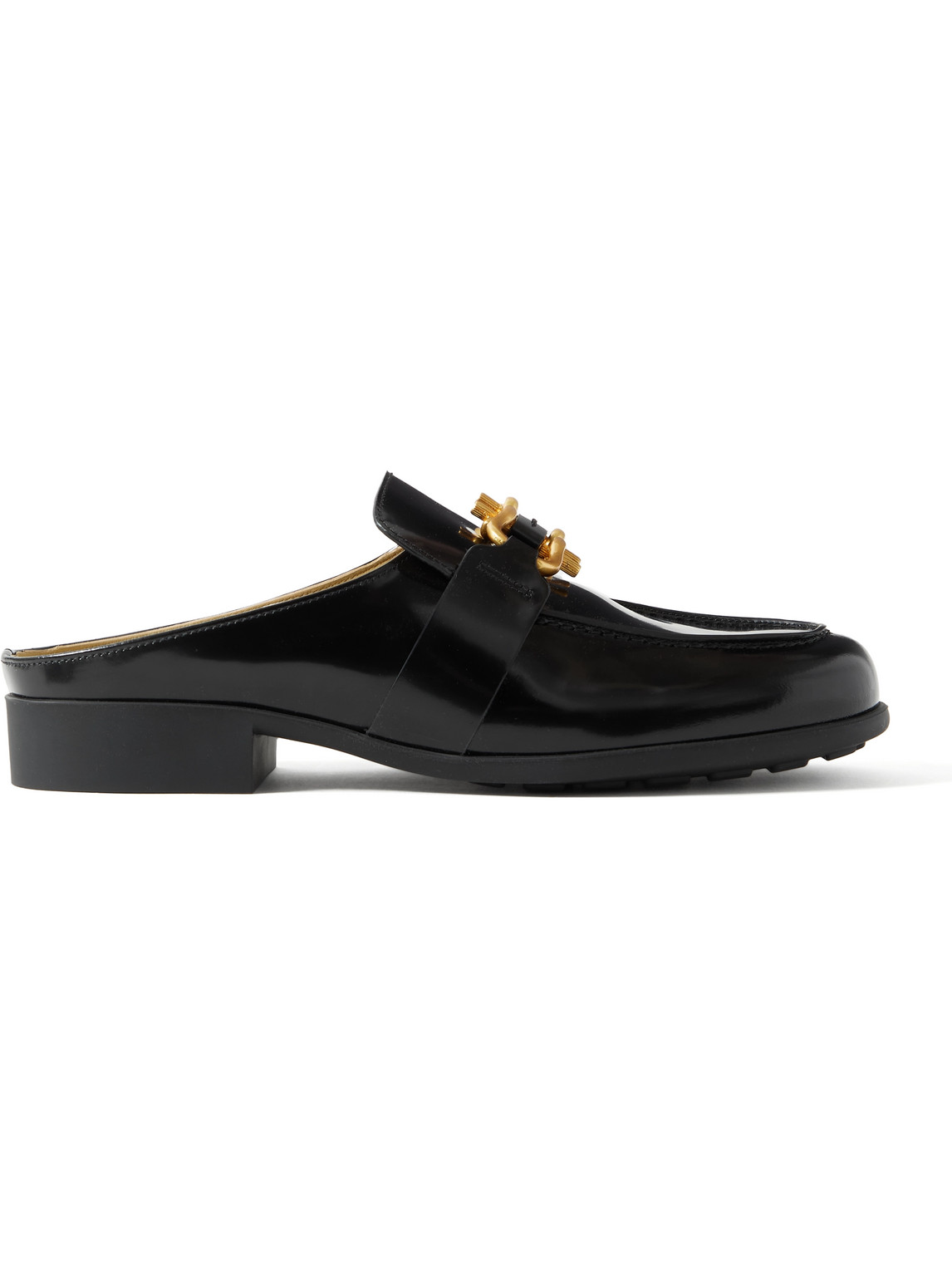 Monsieur Embellished Glossed-Leather Backless Loafers