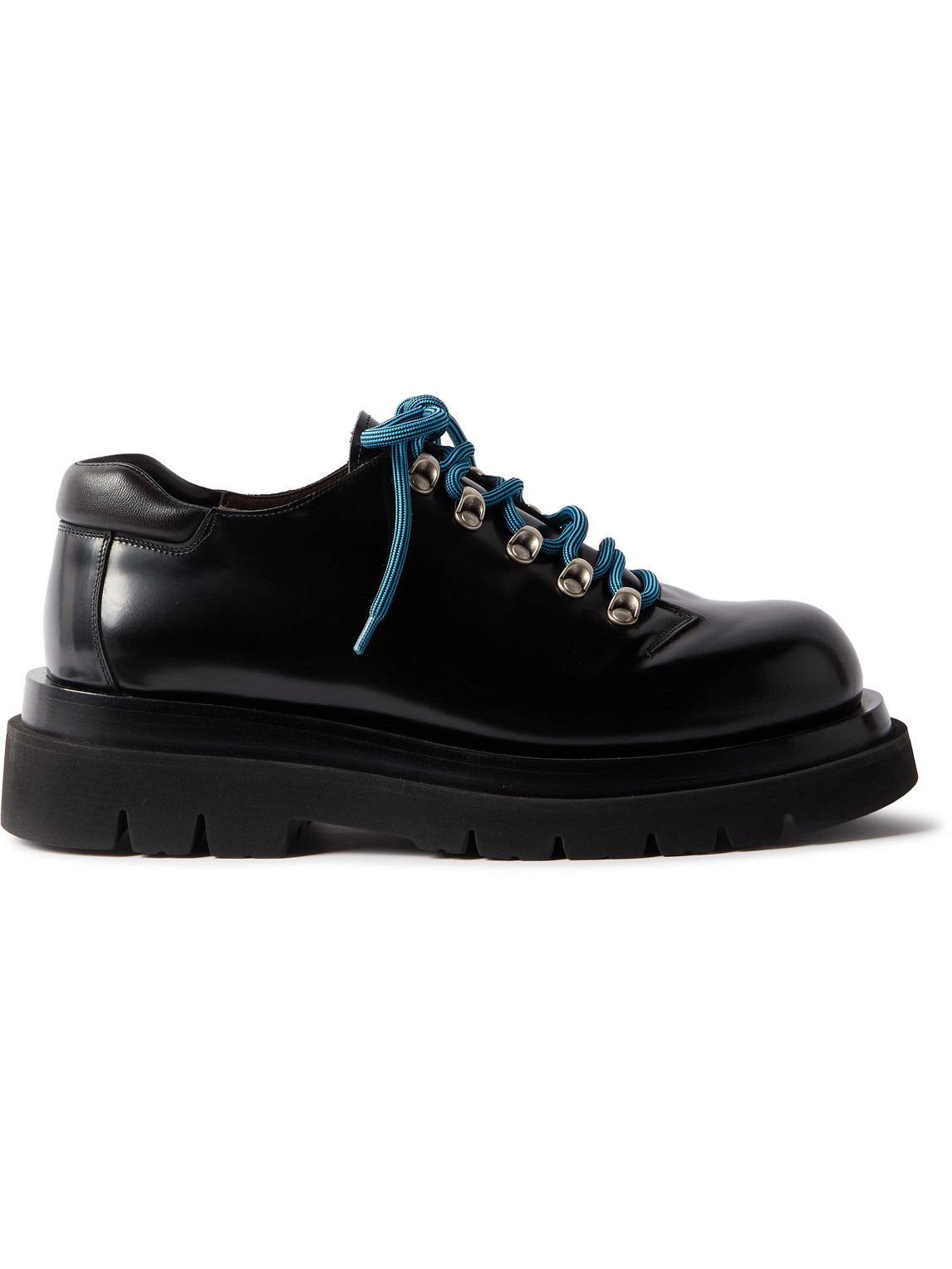 Bottega Veneta Glossed-leather Derby Shoes In Black ModeSens