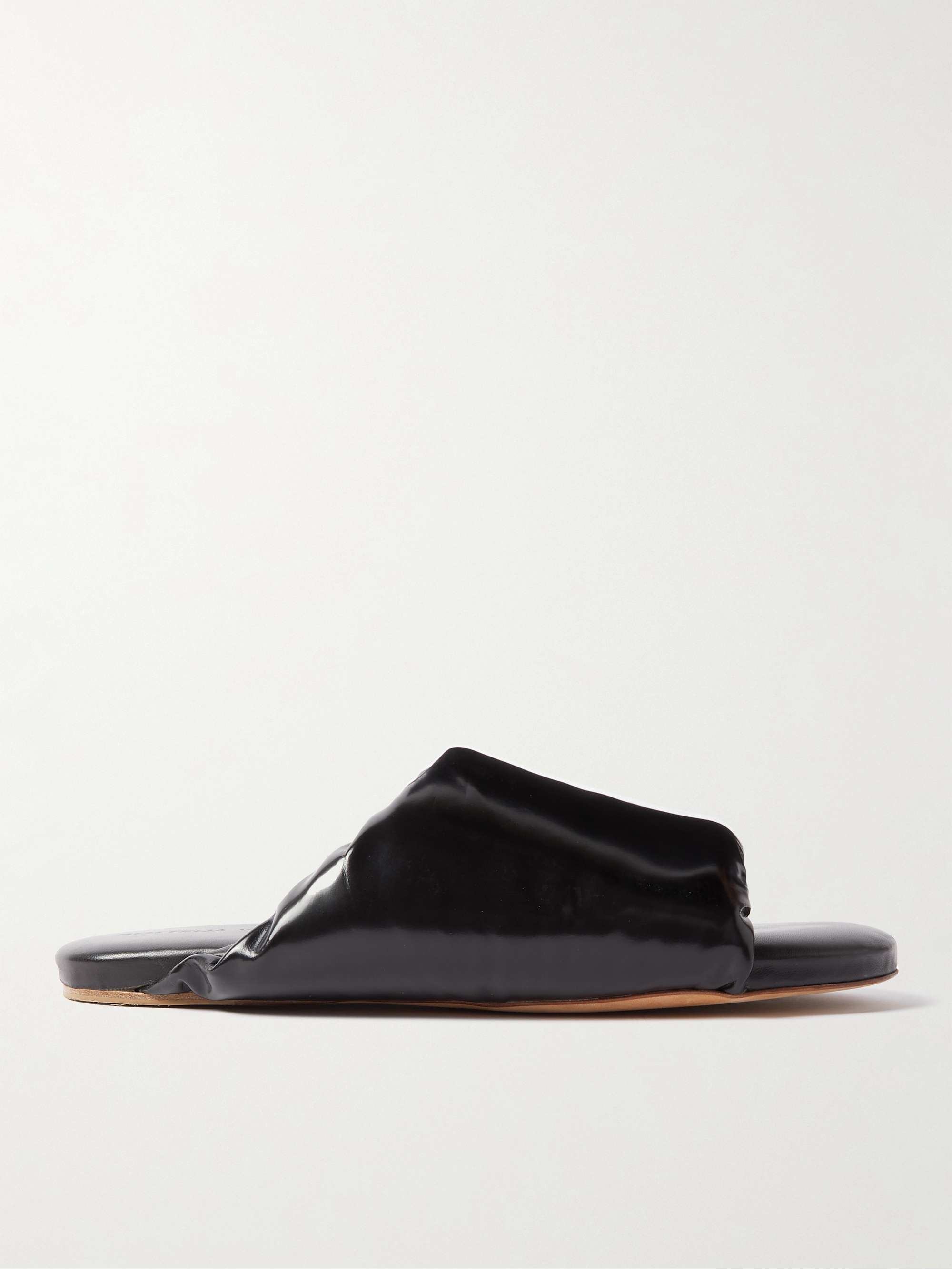 BOTTEGA VENETA Padded Glossed-Leather Slides for Men | MR PORTER