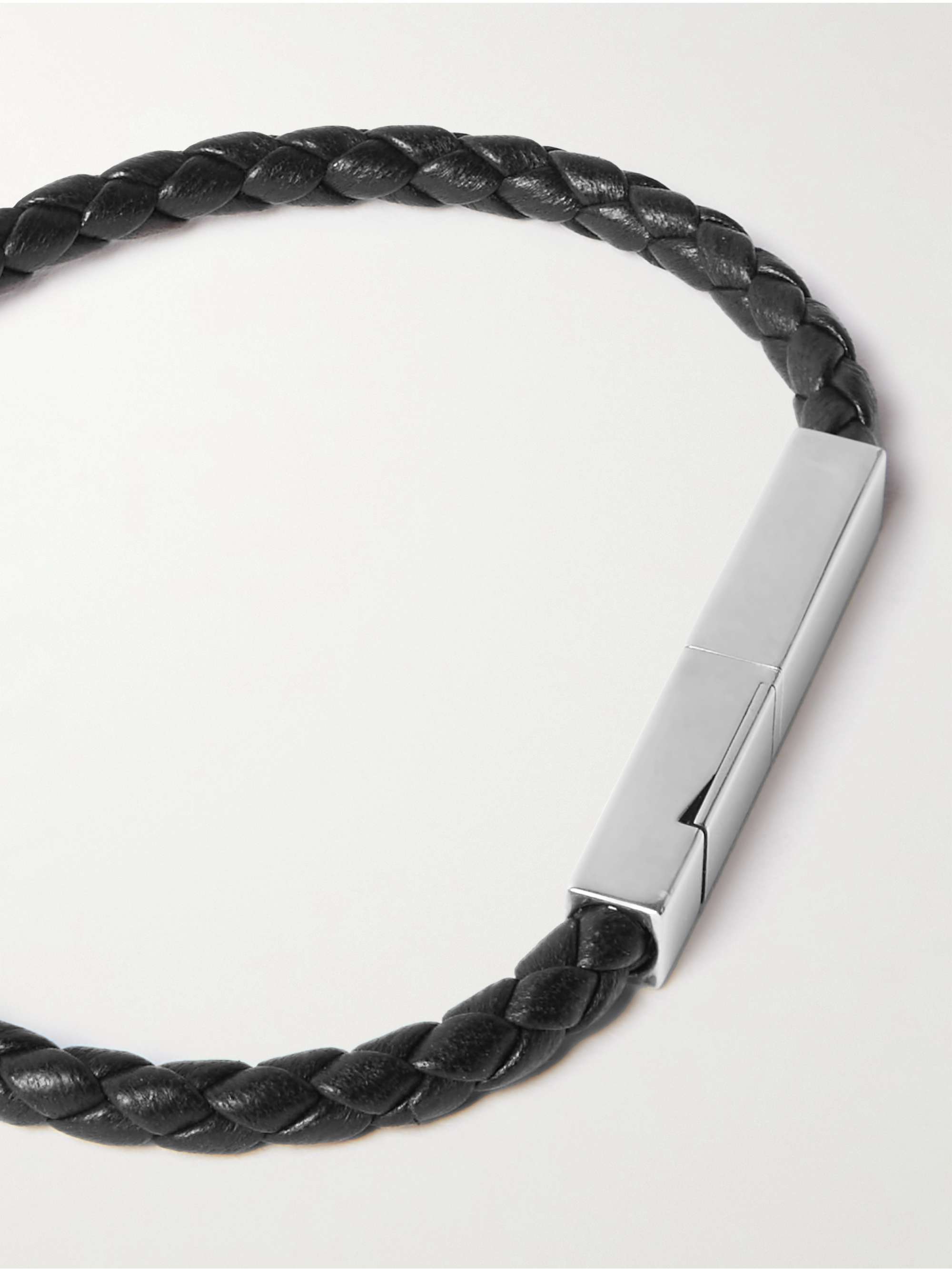 Bottega Veneta, Braided Leather & Sterling-silver Bracelet