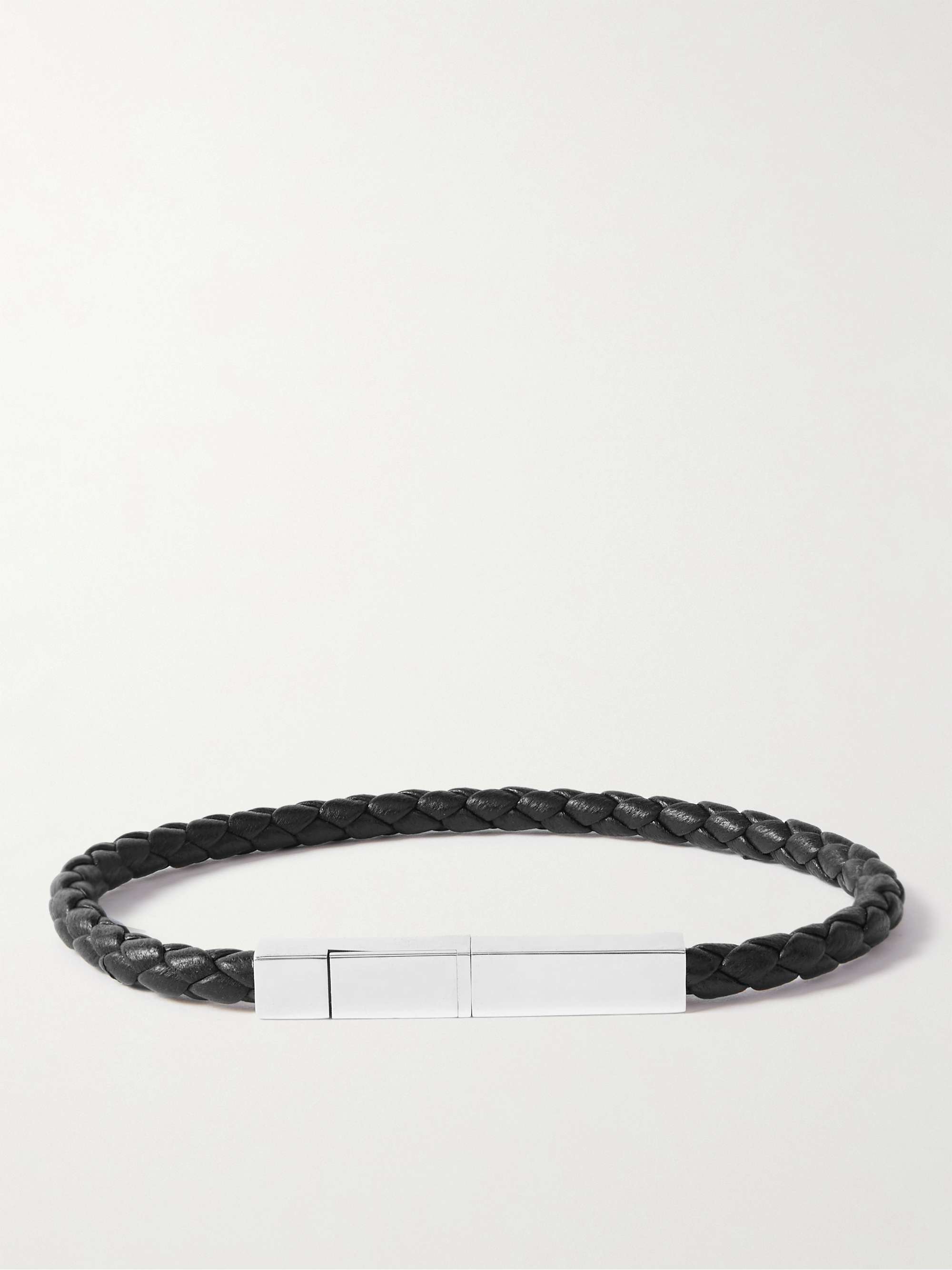 Bottega Veneta® Men's Braid Leather Bracelet in Black. Shop online