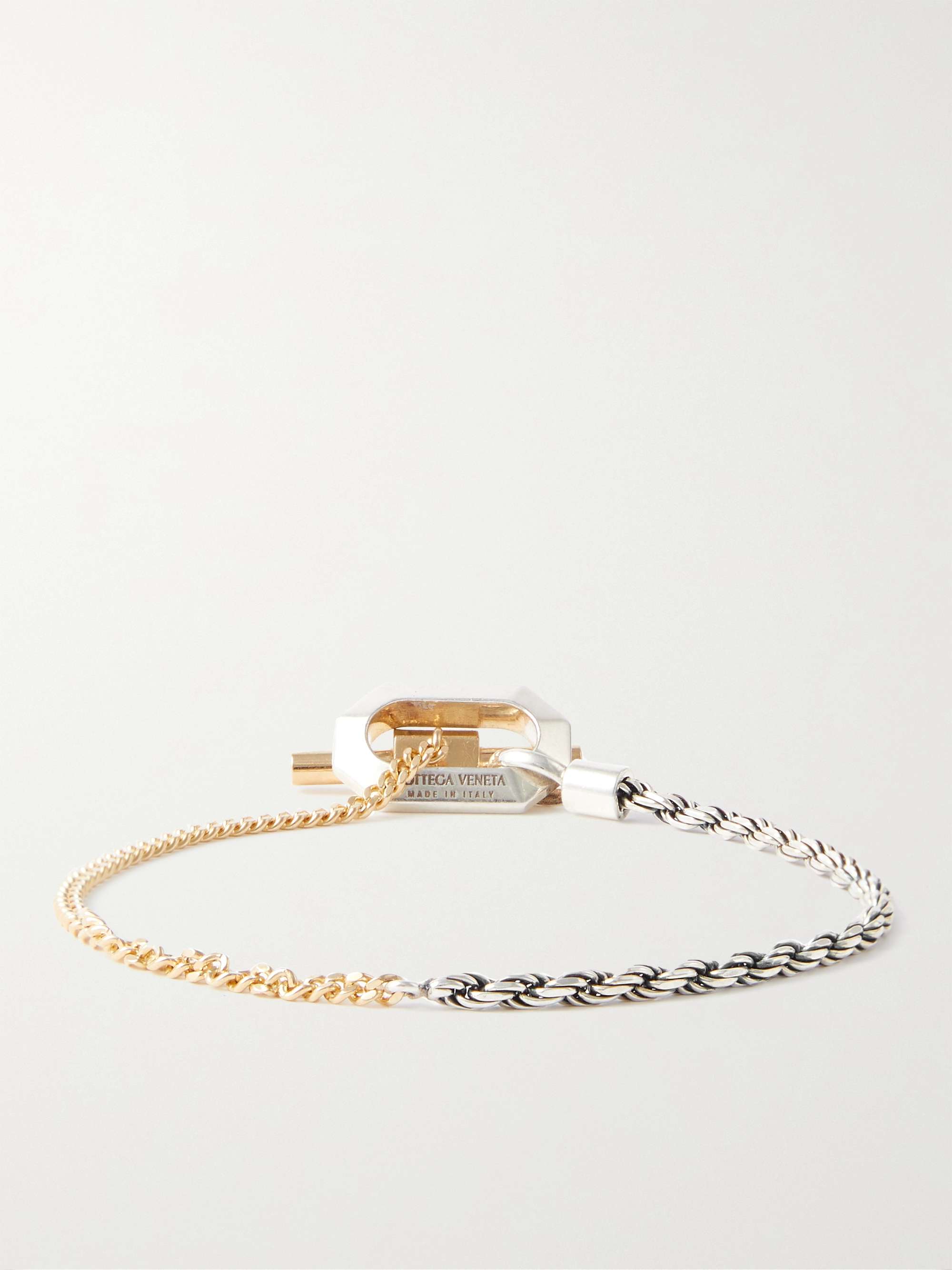 Bottega Veneta Sterling Silver And Gold-tone Chain Bracelet In