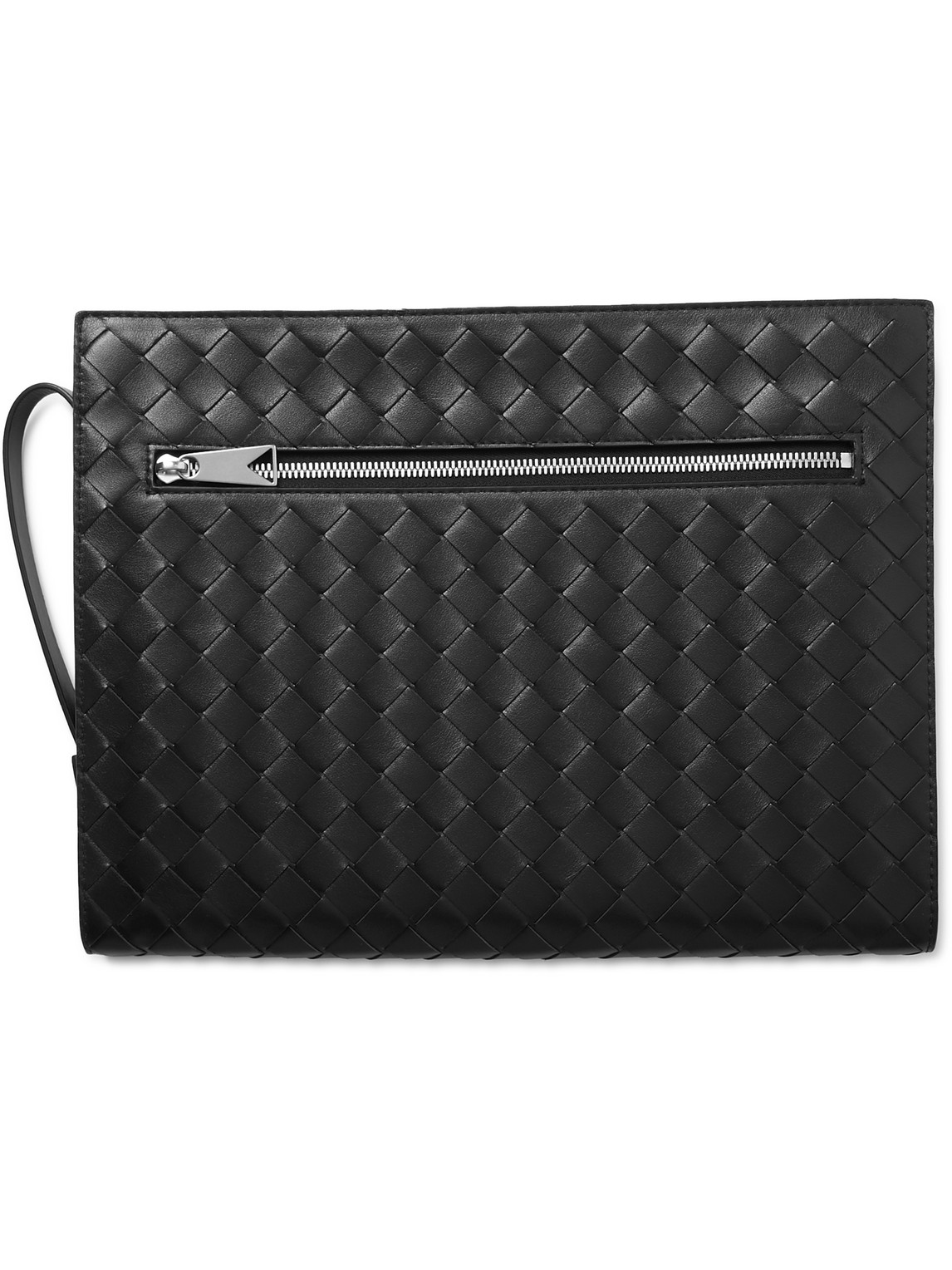 Bottega Veneta Avenue B. Intreciatto Leather Pouch In Black