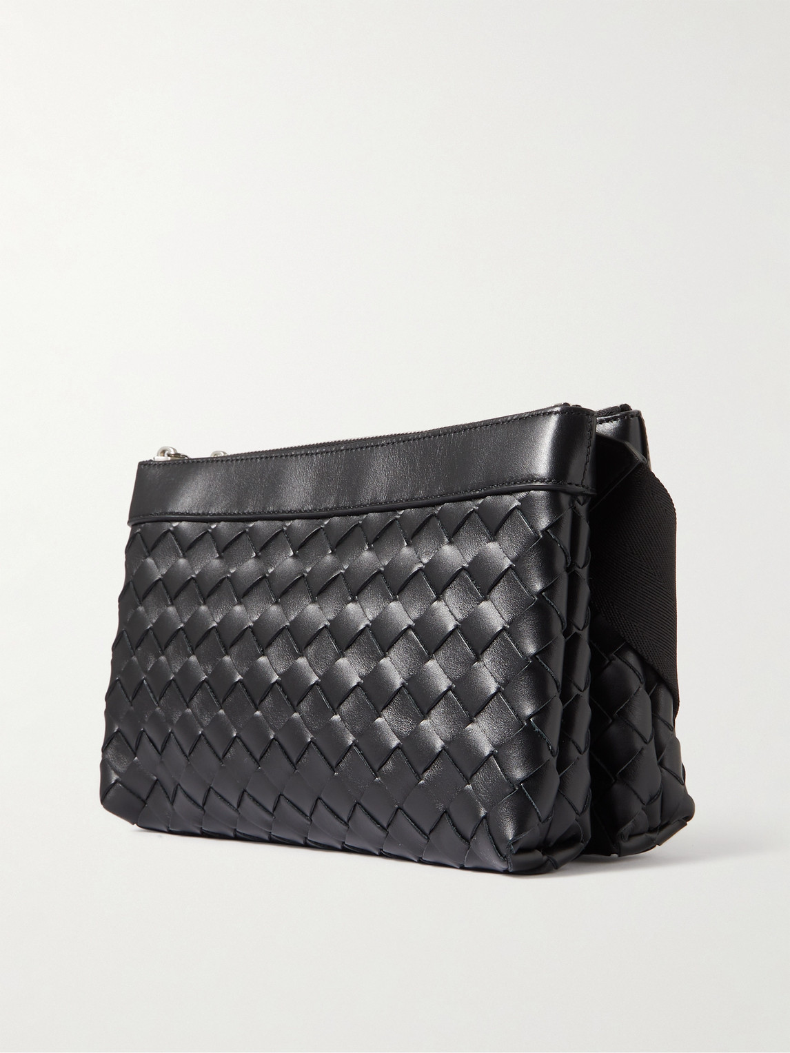 Shop Bottega Veneta Intrecciato Leather Messenger Bag In Black